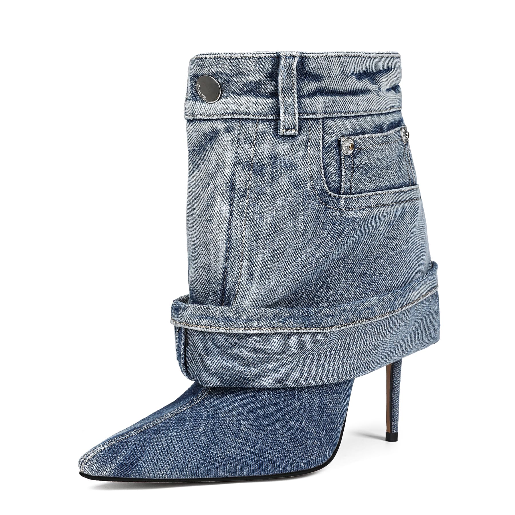 Saint Leia Women's Western Cowboy Stiletto Heel Pointed Toe Pull-Up Tabs Classic Cowgirl Dress Ankle Boot