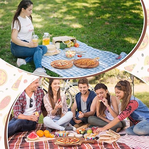 Miniatura 7 de Roshtia Paquete de 16 tablas de cortar de madera de acacia con mango grueso y redondo, tablas de cortar de acacia de 2 tamaños para servir queso,