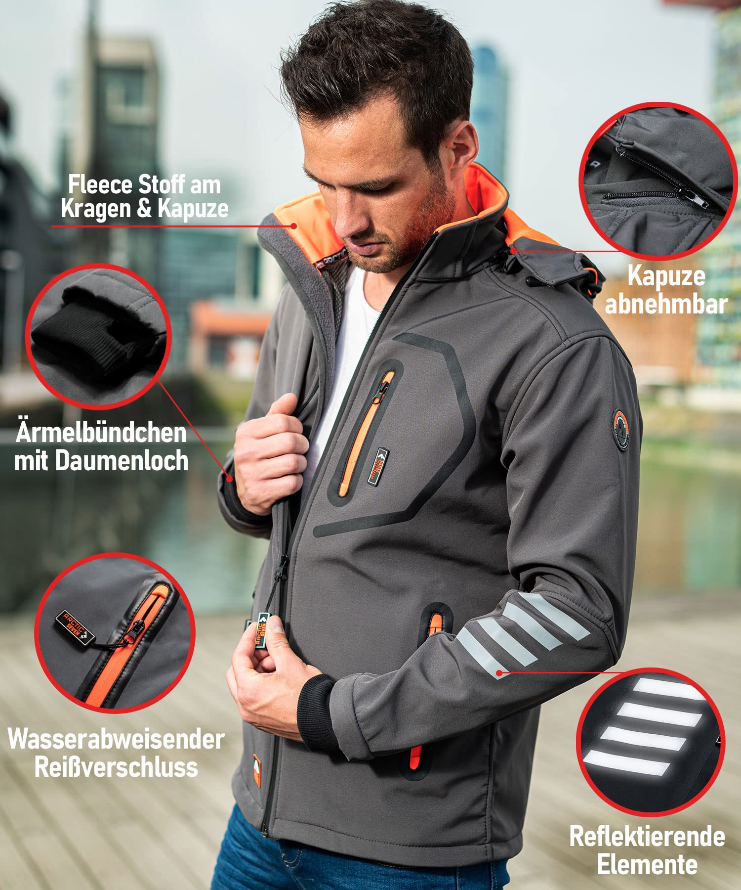 Herren Softshell Jacke Funktionsjacke Outdoor Regenjacke Atmungsaktiv Fleece Innenfutter AS301
