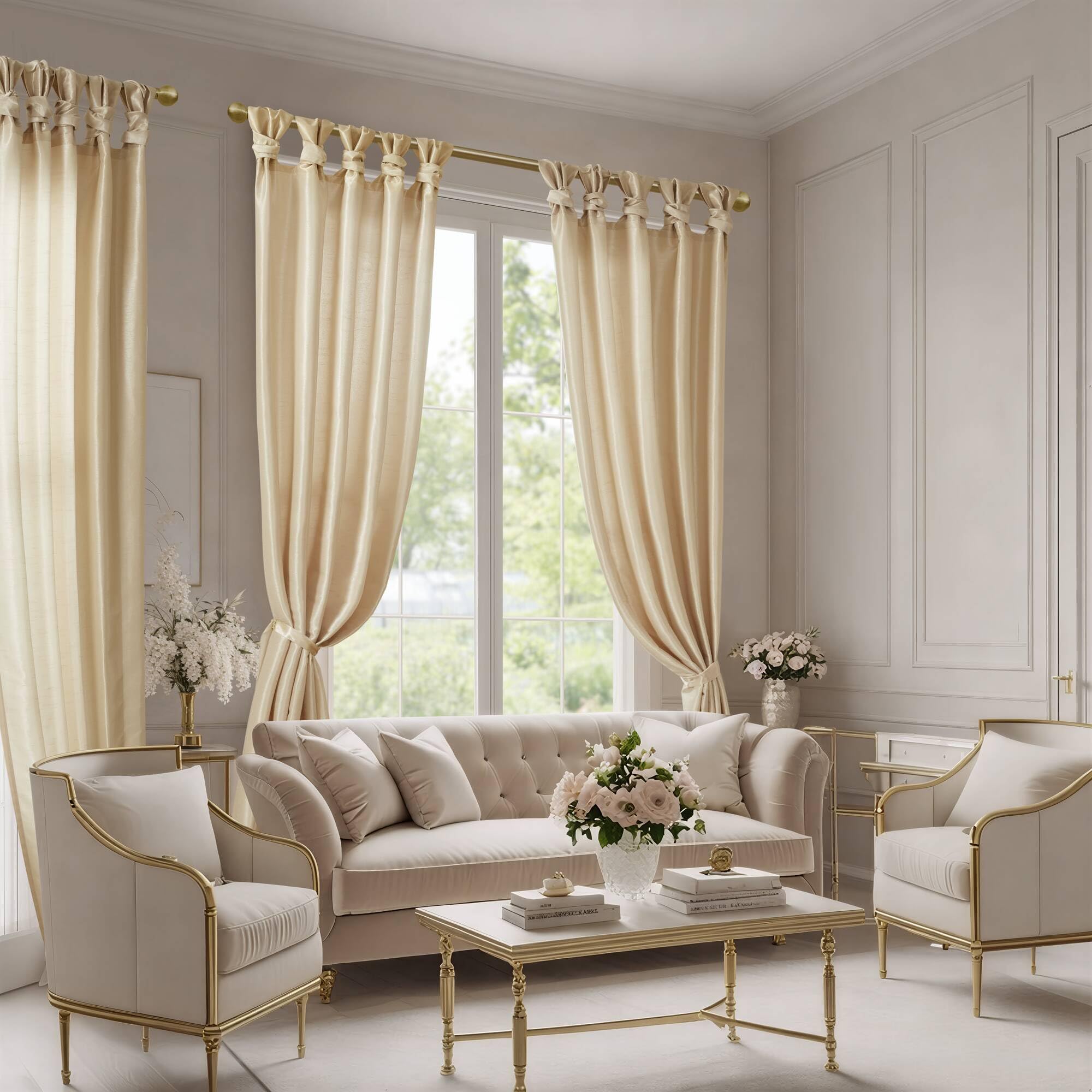 Madison Park Emilia Rideau simple occultant en soie synthétique avec doublure d'intimité, languettes torsadées à faire soi-même, rideau de fenêtre pour salon, chambre à coucher et dortoir, 213,4 x 127