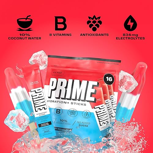 Miniatura 5 de PRIME - Barritas de hidratación en polvo de una sola porción, electrolitos en polvo para consumir sobre la marcha, bajo en azúcar, sin cafeína,