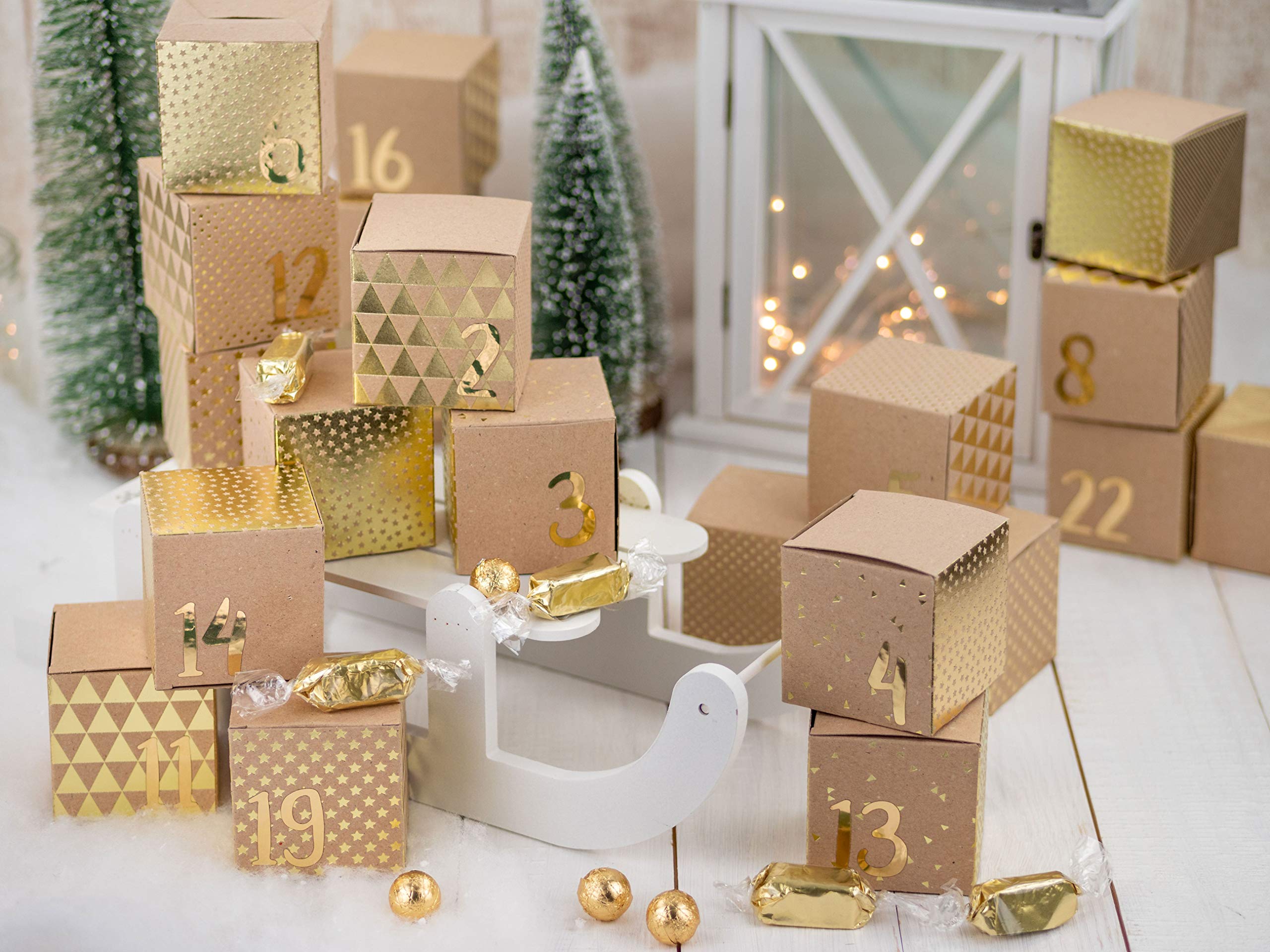 DIY Advent Calendar for Crafts and Filling House Set including Golden Number Stickers - Image 4
