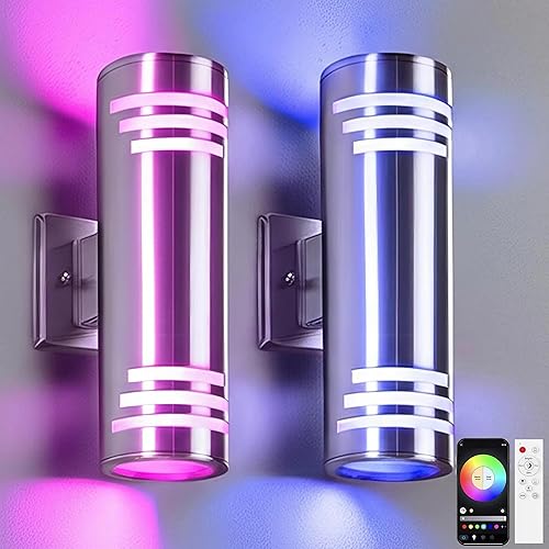 SHIMR Smart Porch Lights RGBCW 2 Pack, Color Changing Outdoor