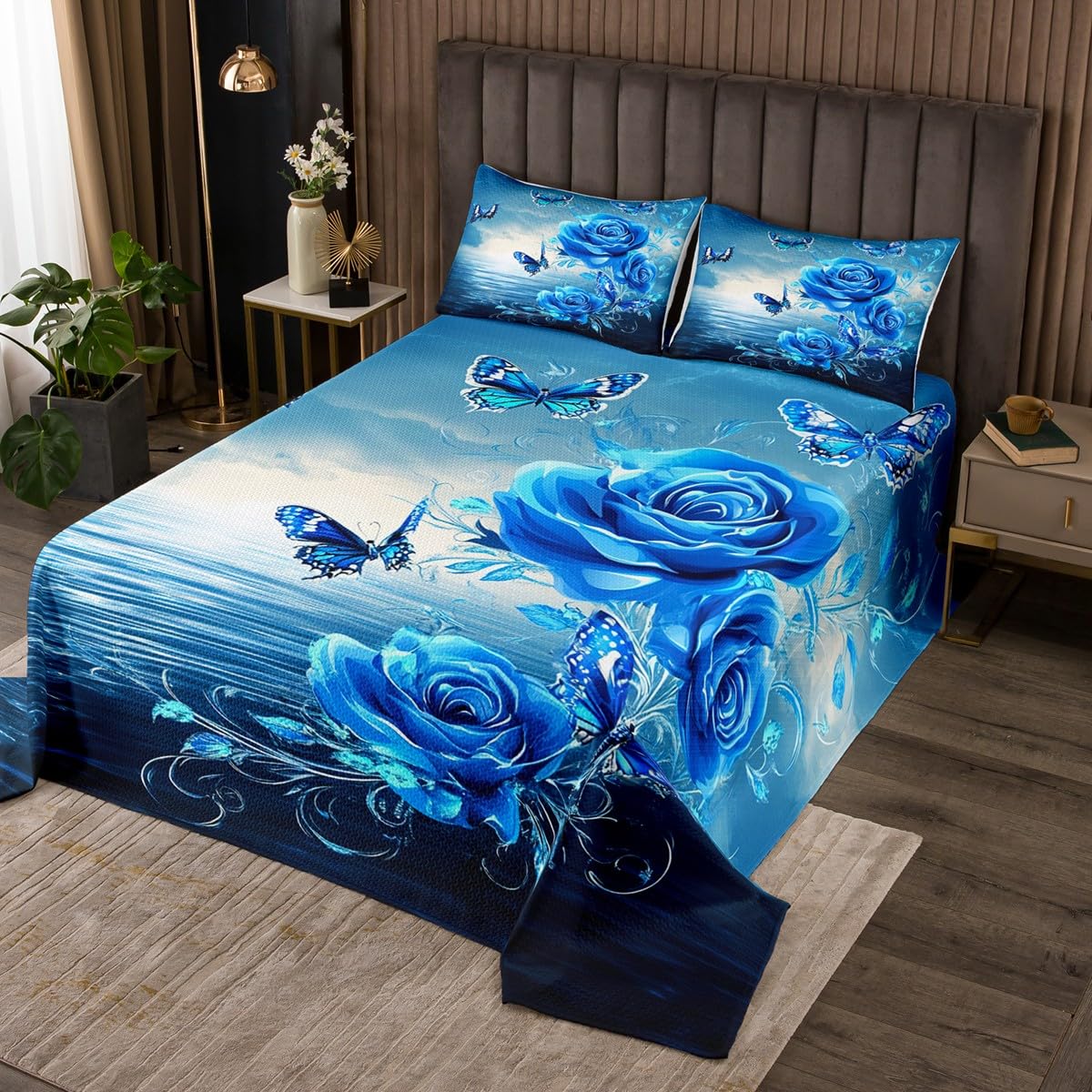 ENCOFT Juego de edredón de mariposa individual, 3