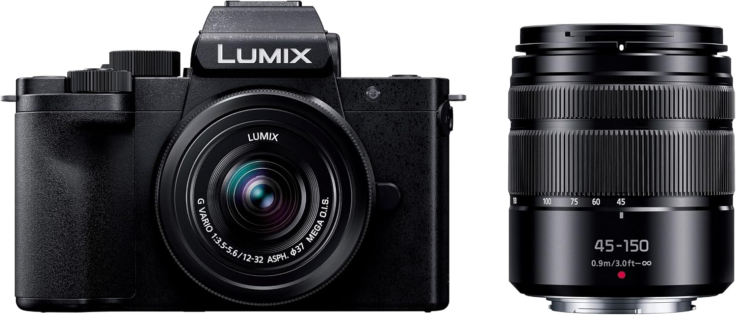 LUMIX G100 4k Mirrorless Camera for Photo and Video, Micro Four Thirds Interchangeable Lens System, 12-32mm + 40-150mm Lenses, 5-Axis Hybrid I.S., DC-G100DW/W (Black)