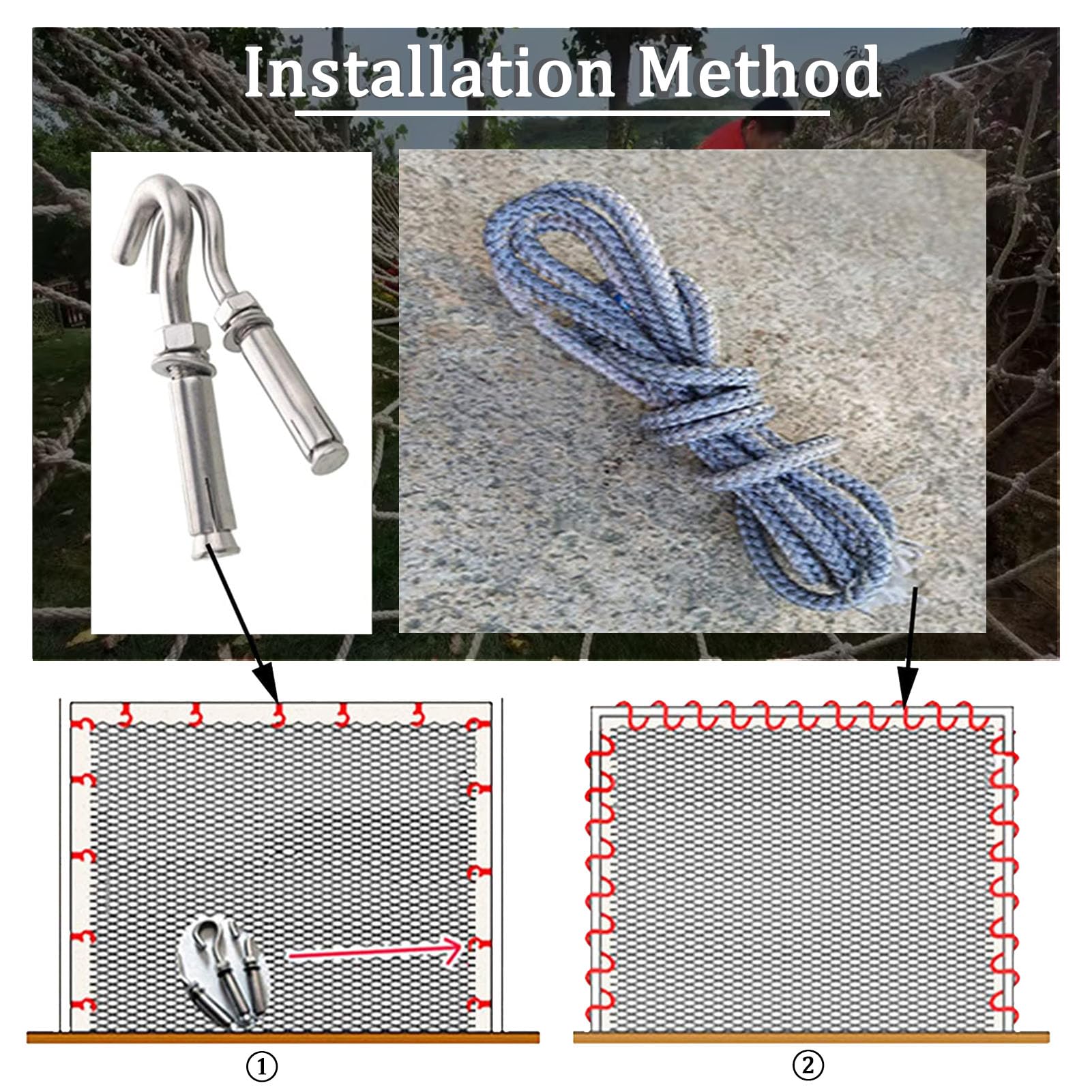 Rete da arrampicata per interni ed esterni, 1 x 8 m, rete di sicurezza per bambini e animali domestici, protezione per ringhiere e uso decorativo, accessorio durevole e versatile per arrampicata
