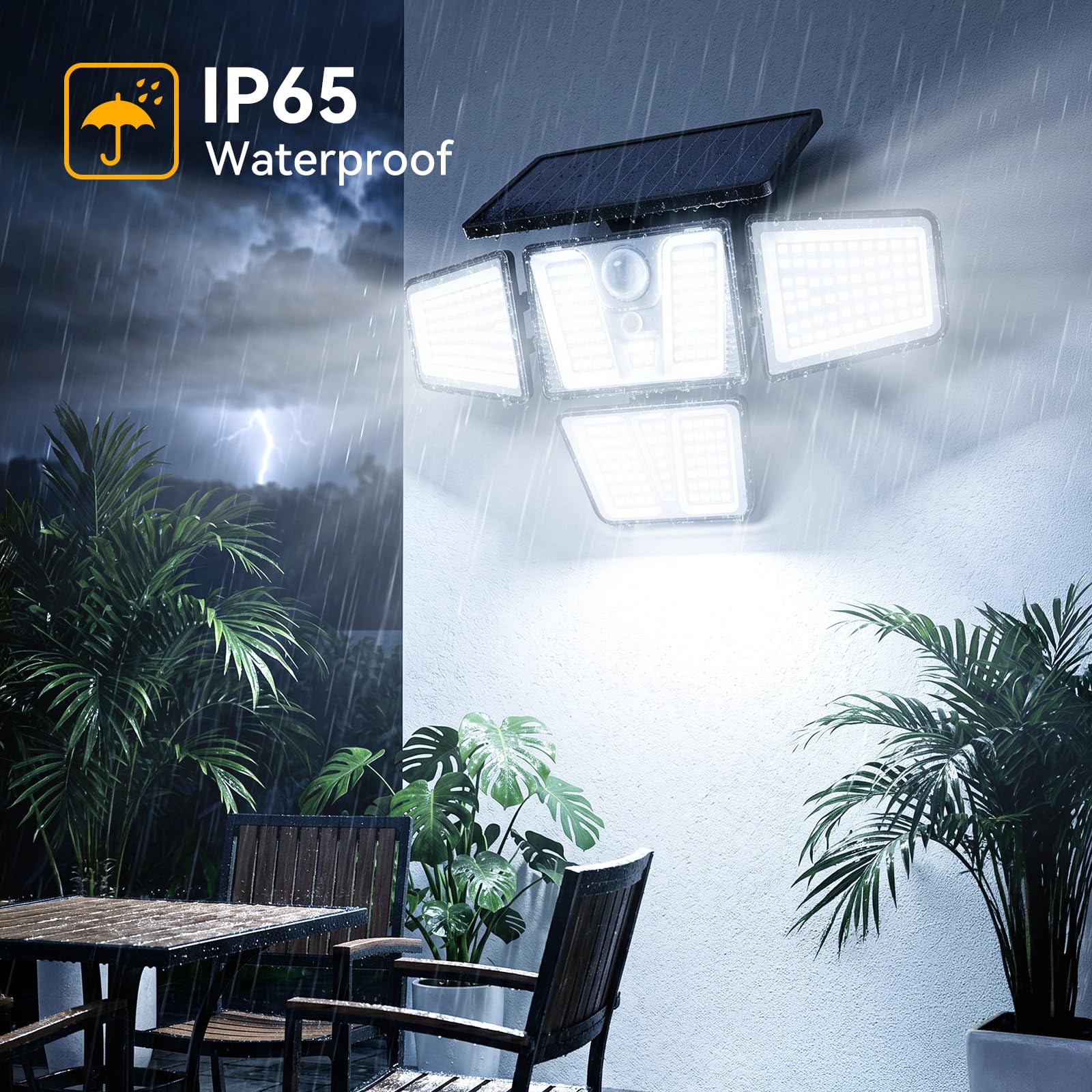 4 Stück Solarlampen für Außen mit Fernbedienung, 257 LEDs Außenlampe mit bewegungsmelder, 3 Modi, 4 Verstellbare Lampenköpfe, IP65 Wasserdichte Solarleuchte für Garage, Garten, Hof, Rasen