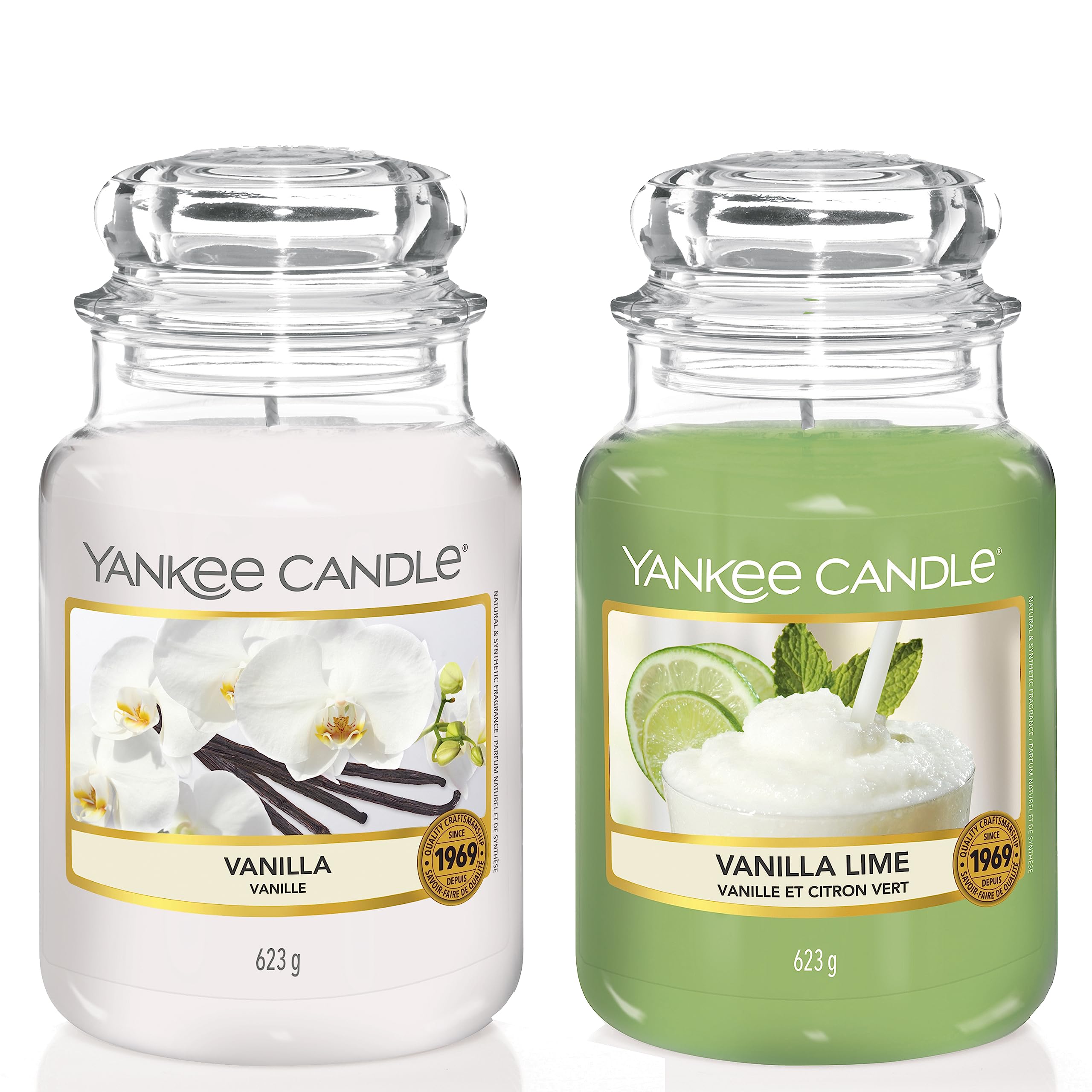 Yankee Candle große Duftkerze im Glas, Vanilla, Brenndauer bis zu 150 Stunden & Duftkerze im Glas| Vanilla Lime | Brenndauer bis zu 150 Stunden| Große Kerze im Glas
