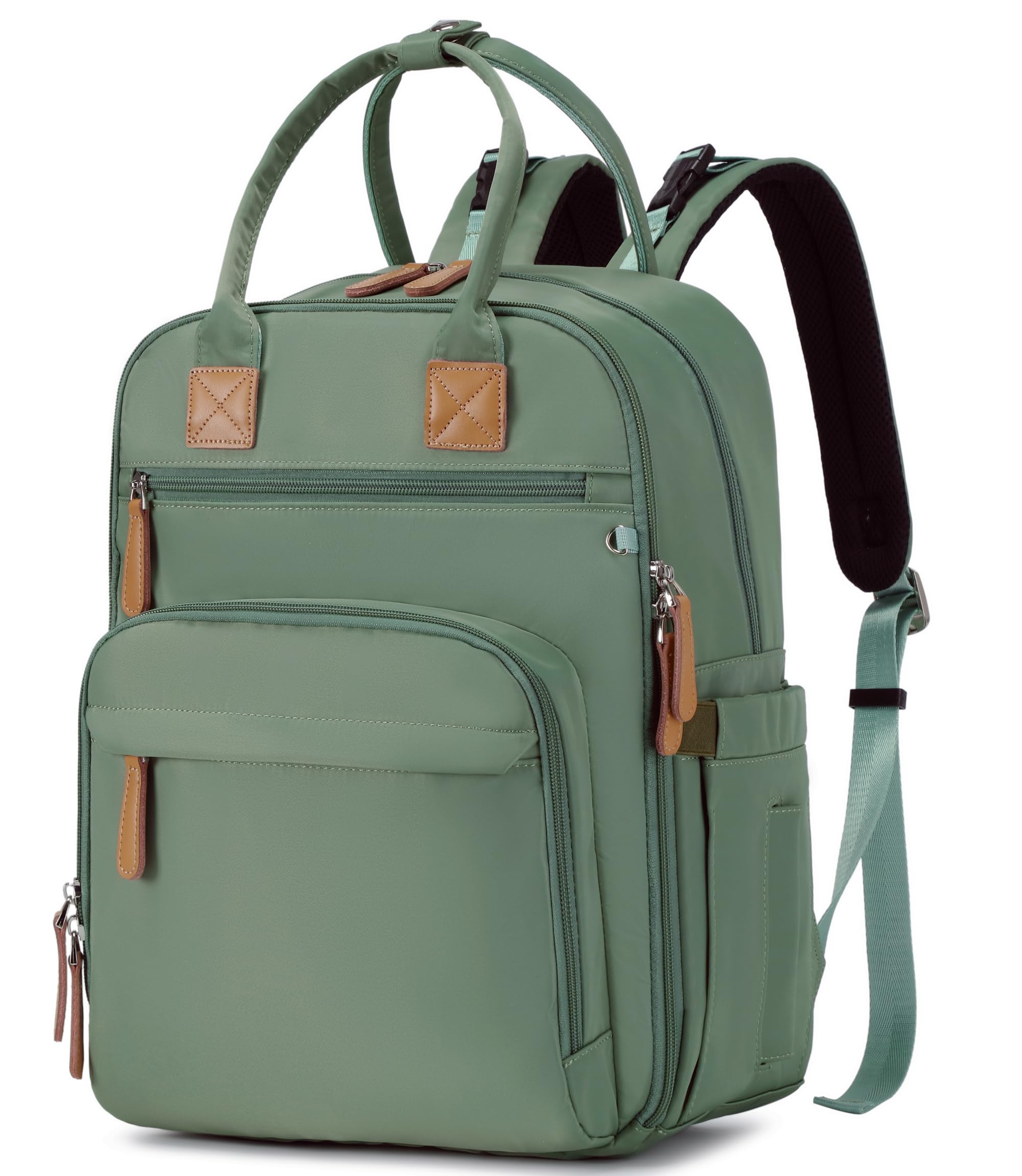 LORADI 18 Pockets Large Diaper Bag Backpack with 4 Insulated Pockets and Stroller Clips, Baby Shower Essentials (Green, Large)