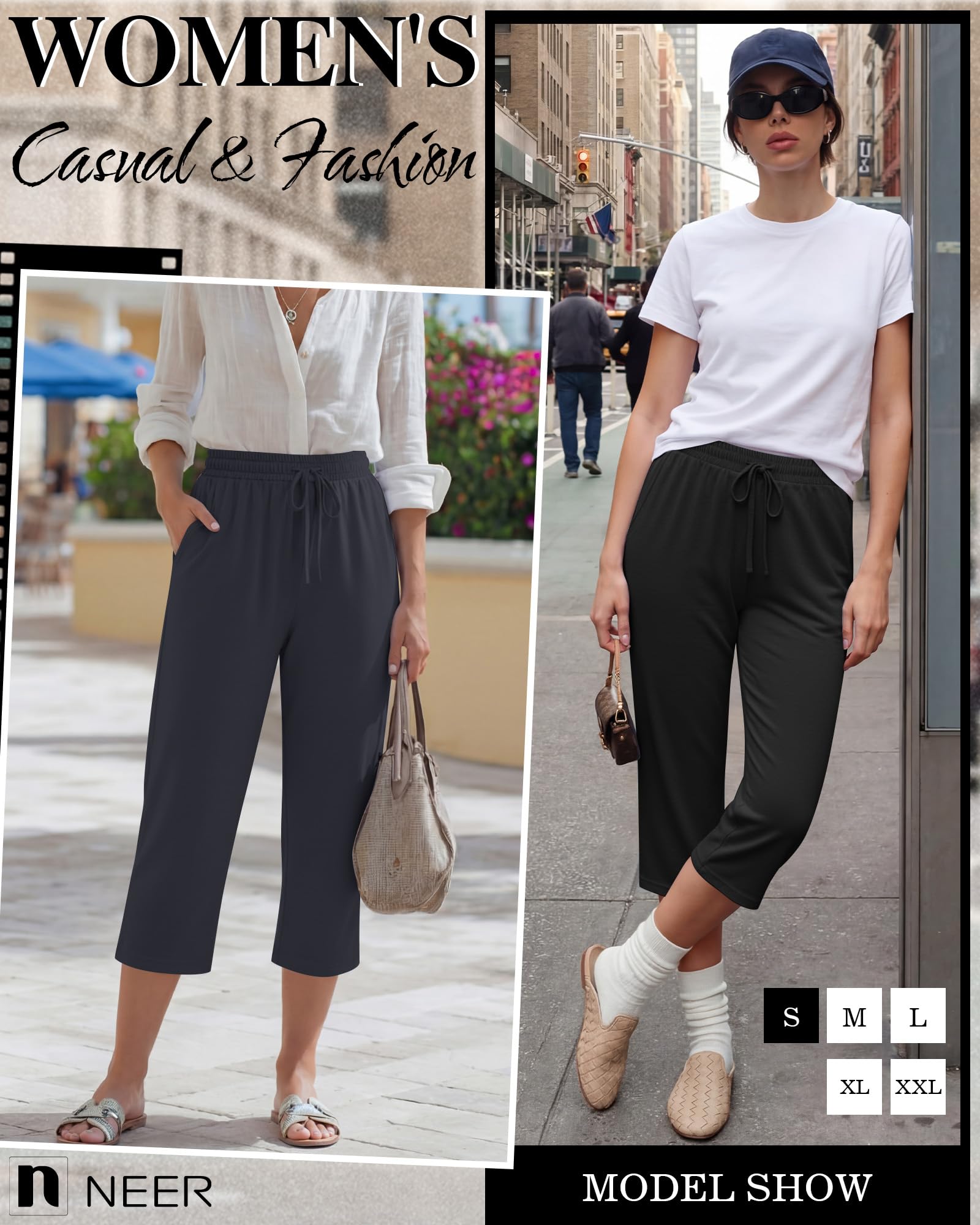 Neer Pantalones de Yoga para Mujer con cordón, 4 Piezas