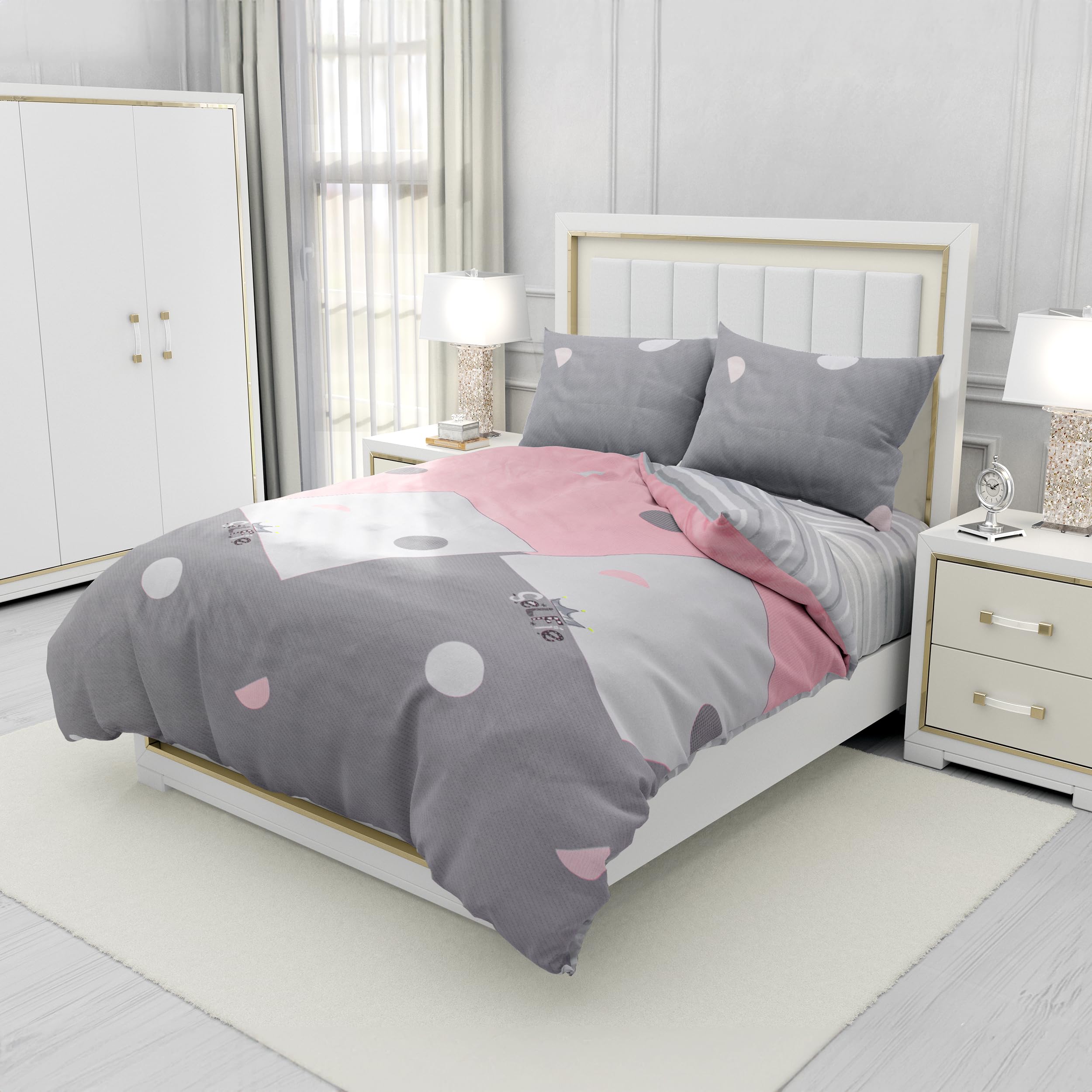 BESCH Juego de Funda Nordica 100% Algodón Extra Suave Alta Densidad 3 Piezas - Juego de Funda Edredónes 150x220cm y con 1 Funda de Almohada 50x75cm (Geometrico)