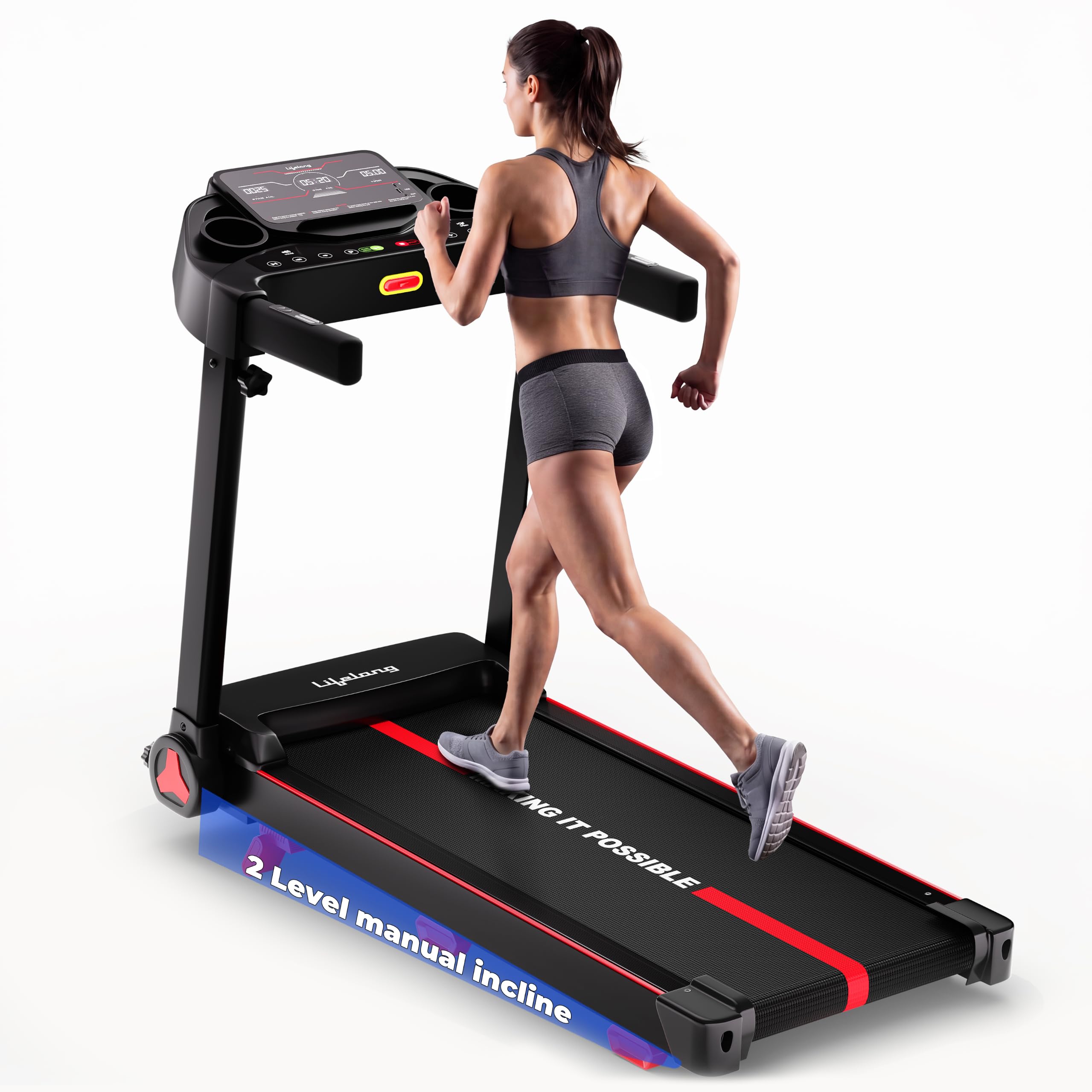 Lifelong 4.5HP Motorized Treadmill for Home | Manual Incline 2 Level | Foldable Handle | Max Speed 14 km/h | | LED Display | 12 Workout Programs |110 kg Capacity| Ideal Gym Equipment for Home Workout-image-45