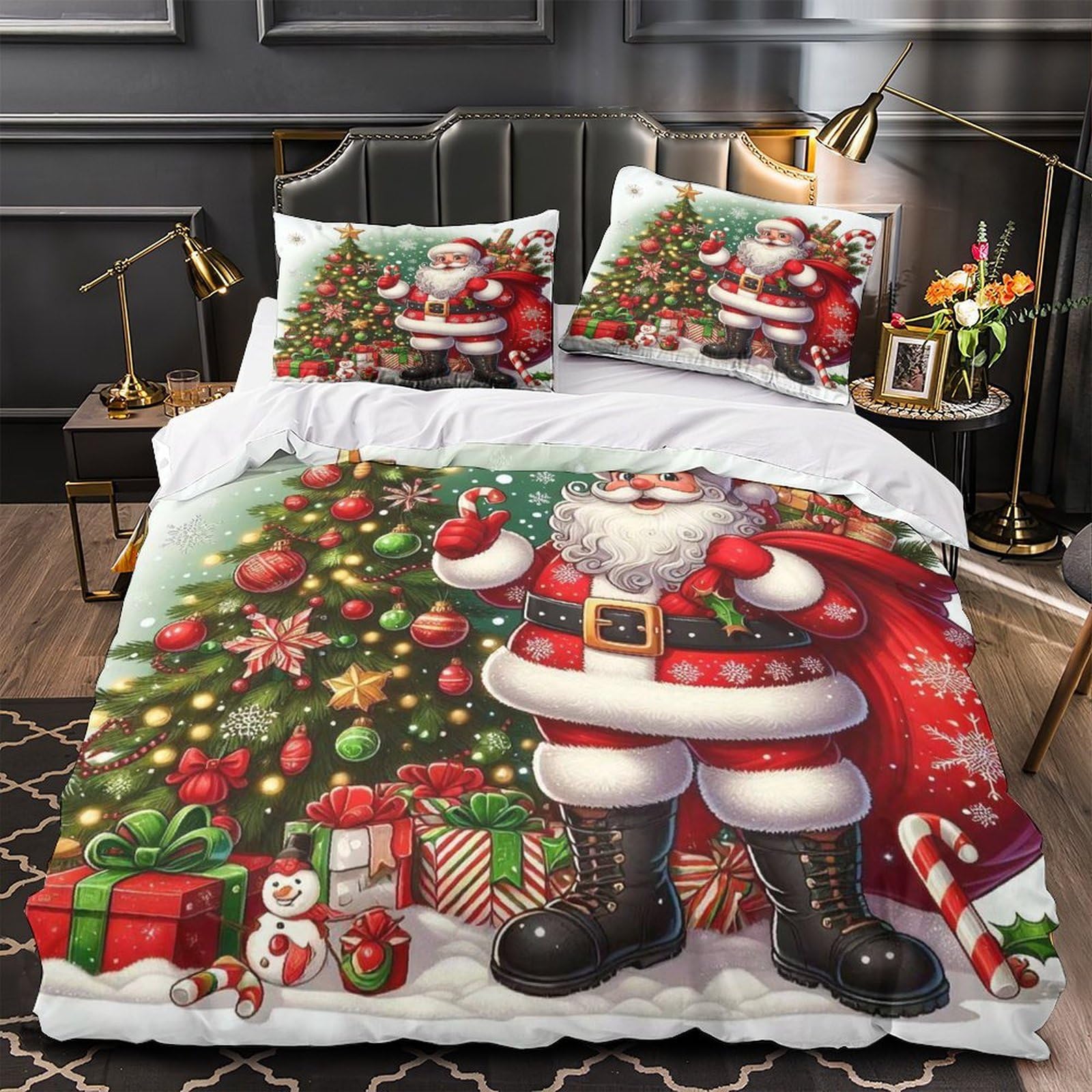Parure de lit Noël en microfibre 220x240cm pour réchauffer les nuits d'hiver
