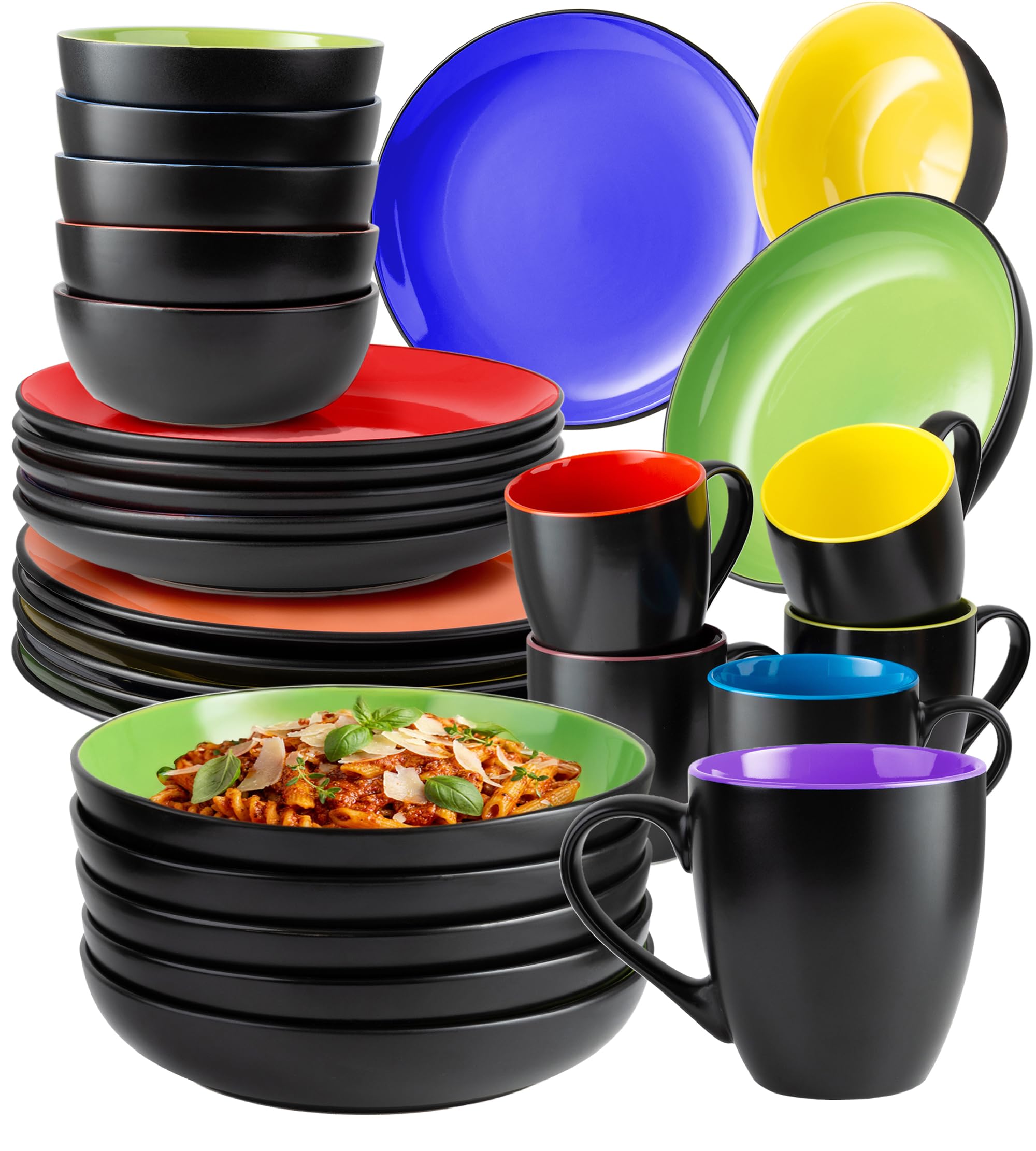 MIAMIO โ 30-Piece, Service for 6 Dishware Set/Stoneware Dinnerware Set โ Including Plates, Bowls and Mugs โ Le Papillon Collection (Mixed) โ image 1