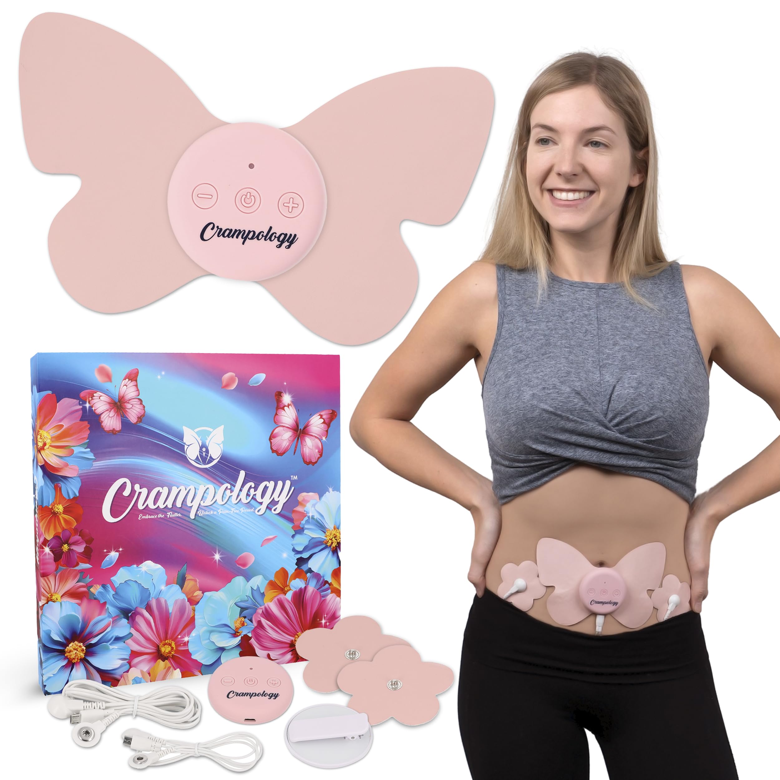 Relief-Period Pain Relief Device, Portable TENS Unit for Menstrual and PMS Cramps, Reduces Endometriosis Discomfort, Reusable Pads, Natural Cycle Support