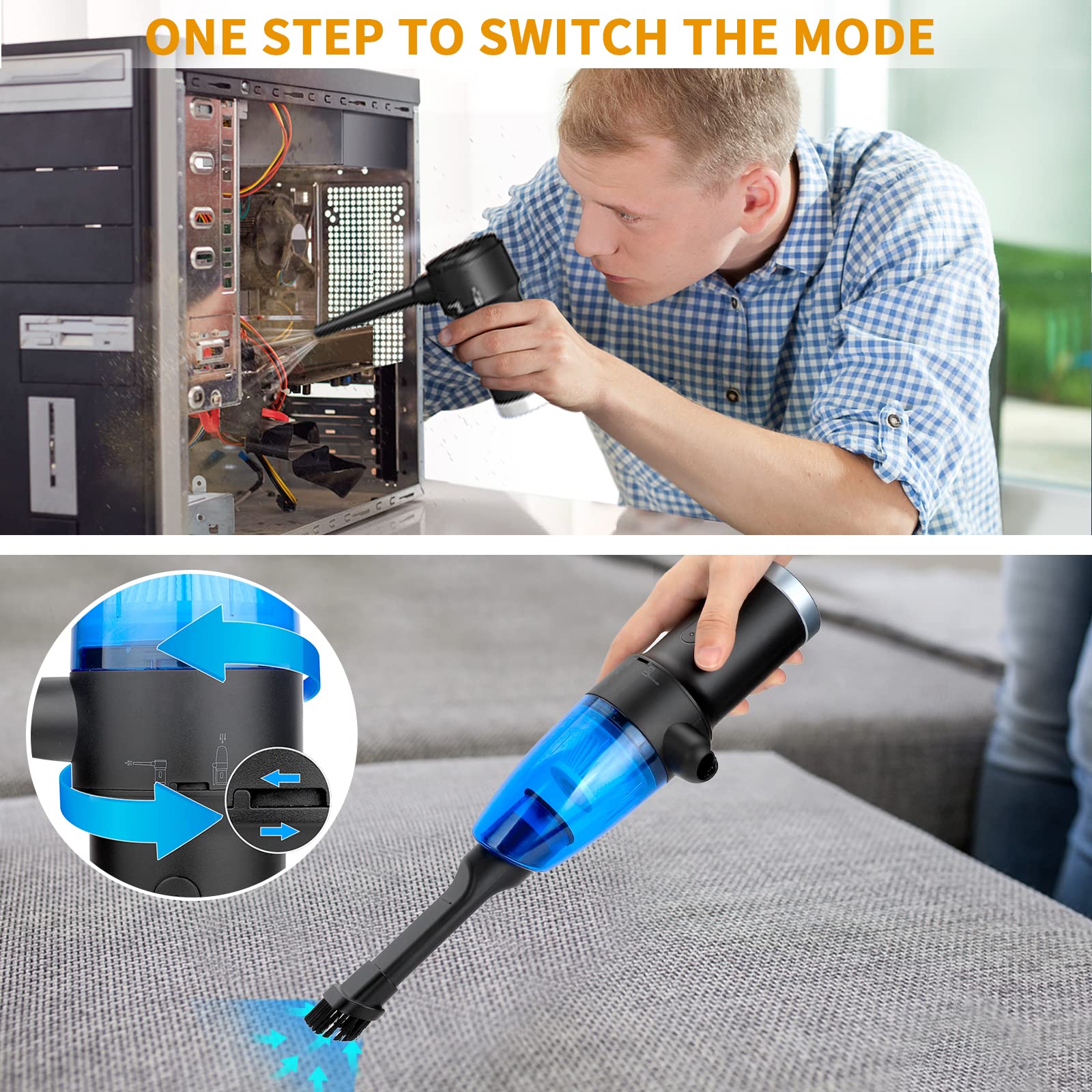 Cordless Air Duster & Vacuum 2in1, Electric Compressed Air Duster