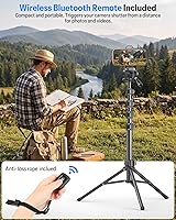 Vista 3 de OMOTON TS01 65" Magnetic Phone Tripod for iPhone & Camera, Cell Phone Stand with Remote, Stable Height Adjustable Multi-Angle Shot Selfie Stick