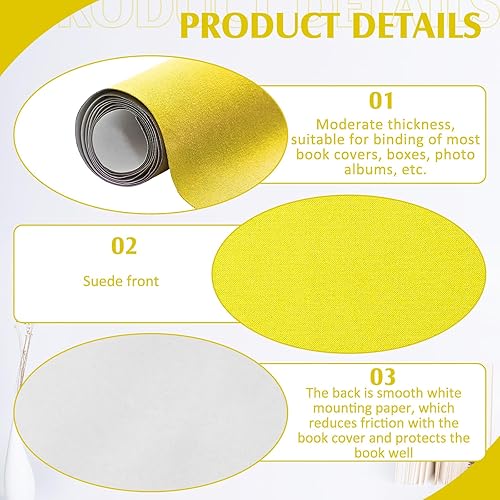Miniatura 3 de PerKoop Tela para Libros para Encuadernación de Libros 40 x 16 Pulgadas Superficie de Tela con Respaldo de Papel Cubierta de Libro De Archivo