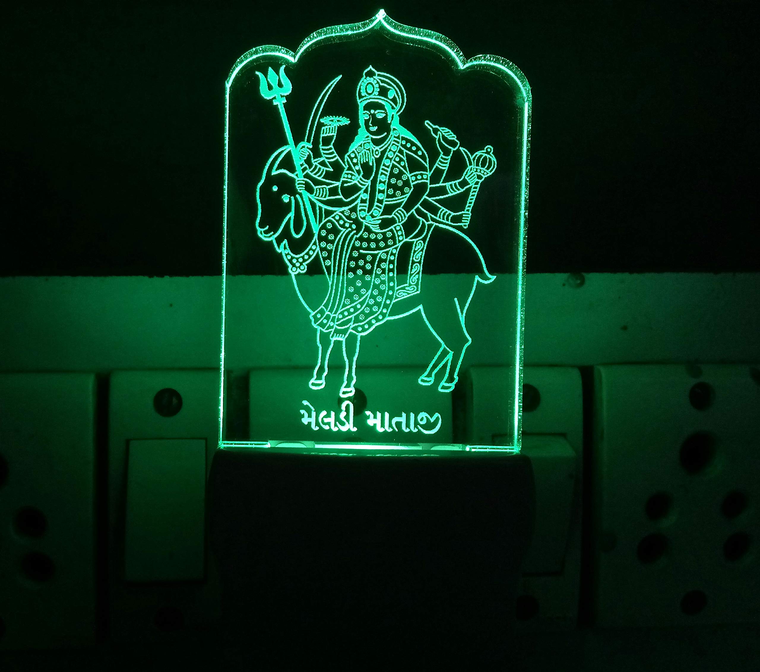 UKANI 3D Jai Shree Meldi Maa Design Night Lamp for Home/Temple/Gift (Size Inch) Multicolor-image-49