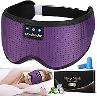 Vista 9 de LC-dolida - Auriculares para dormir, Máscara de ojos 3D con Bluetooth, música inalámbrica, máscara para dormir con auriculares Bluetooth, altavoces