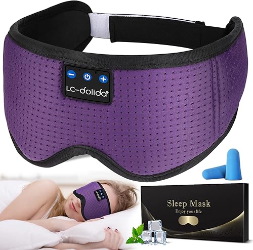 Miniatura 10 de LC-dolida Máscara de ojos para dormir, máscara de dormir con auriculares Bluetooth, máscara de ojos 3D, música inalámbrica, cubierta de dormir de