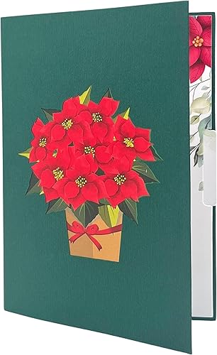 Miniatura 6 de Tarjeta de felicitación desplegable 3D, cesta de Pascua roja floreciente, tamaño 5 x 7 pulgadas, incluye una tarjeta de notas y sobre a juego