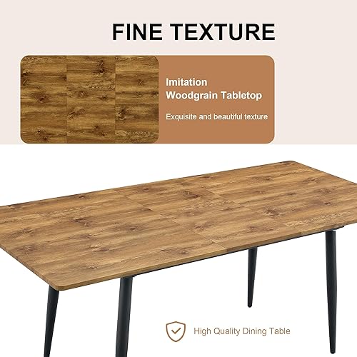 Miniatura 5 de FURNITO Mesa de comedor extensible de 59 a 75 pulgadas, mesa de comedor grande para 4-8, mesa de comedor moderna con patas de metal, mesa de comedor