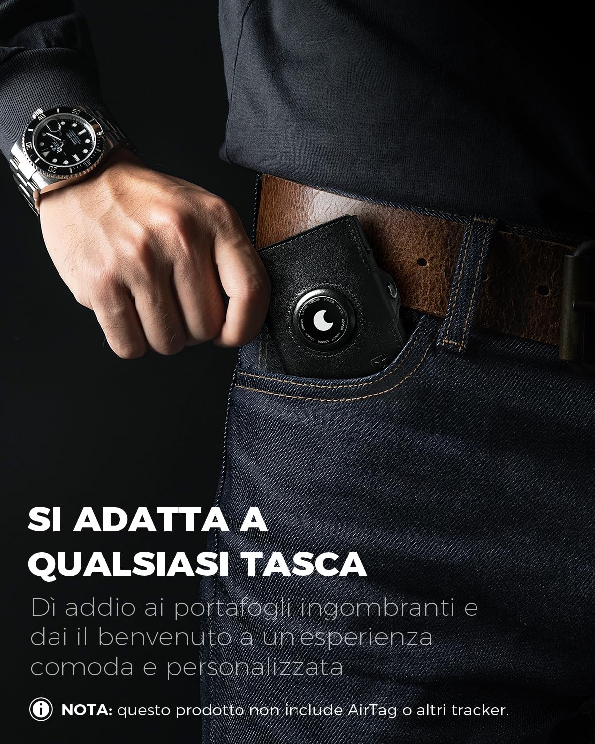 LORZOR® Portafoglio Airtag, Portacarte Uomo di Pelle Vera, Portafoglio Uomo Slim con Porta Carte di Credito e Portamonete, Portacarte Airtag con blocco RFID, per 10 Carte, Moderne