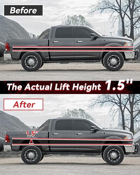 PROEZE 1.5 Rear Leveling Lift Kit Coil Spring Spacers for 2009-2024 Ram 1500 2WD 4WD, Rear Strut Spacers Suspension Leveling Kit