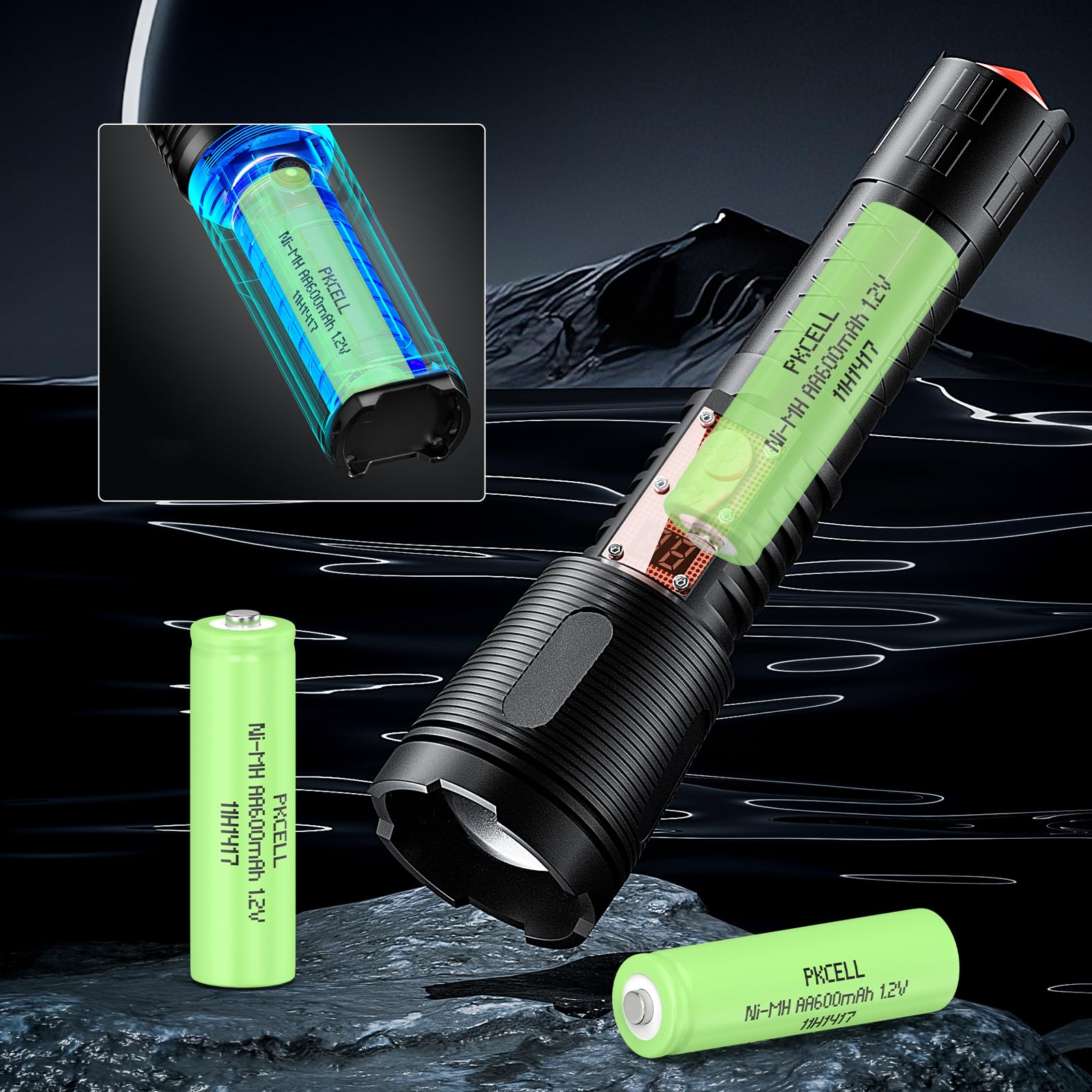 PKCELL AA Akumulatorowe baterie NIMH 1,2V 600mAh do lamp solarnych, zabawek, 12 sztuk