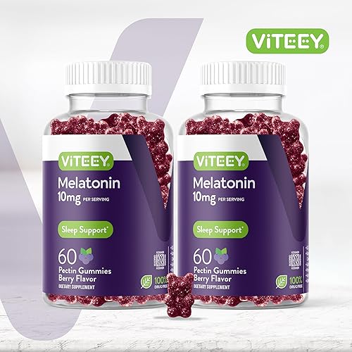 Miniatura 2 de Viteey Gomitas de melatonina de 10 mg  Gomitas para dormir para adultos Melatonina extra fuerte  Veganas, sin OMG, sin gluten  120 unidades