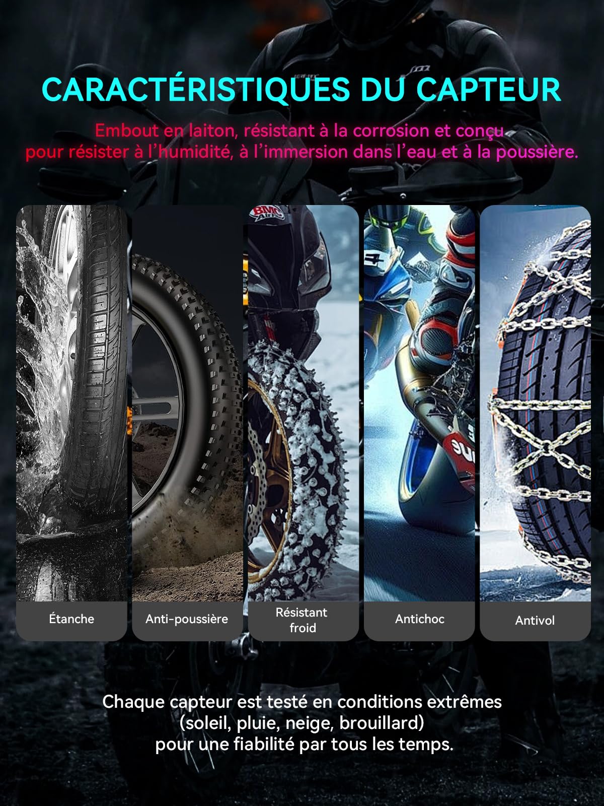Spedal Système de contrôle de pression des pneus TPMS pour moto - Bluetooth avec application : pression et température précises, étanche, alarme en temps réel pour iOS et Android (3)
