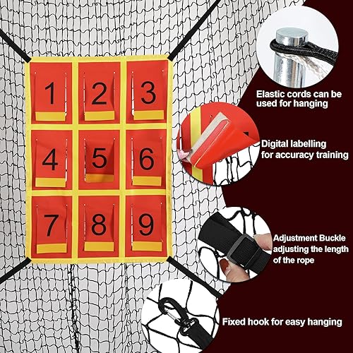 Miniatura 4 de Objetivo de zona de ataque ajustable para red de béisbol, almohadilla de lanzamiento numerada, objetivo de sóftbol de béisbol, práctica de