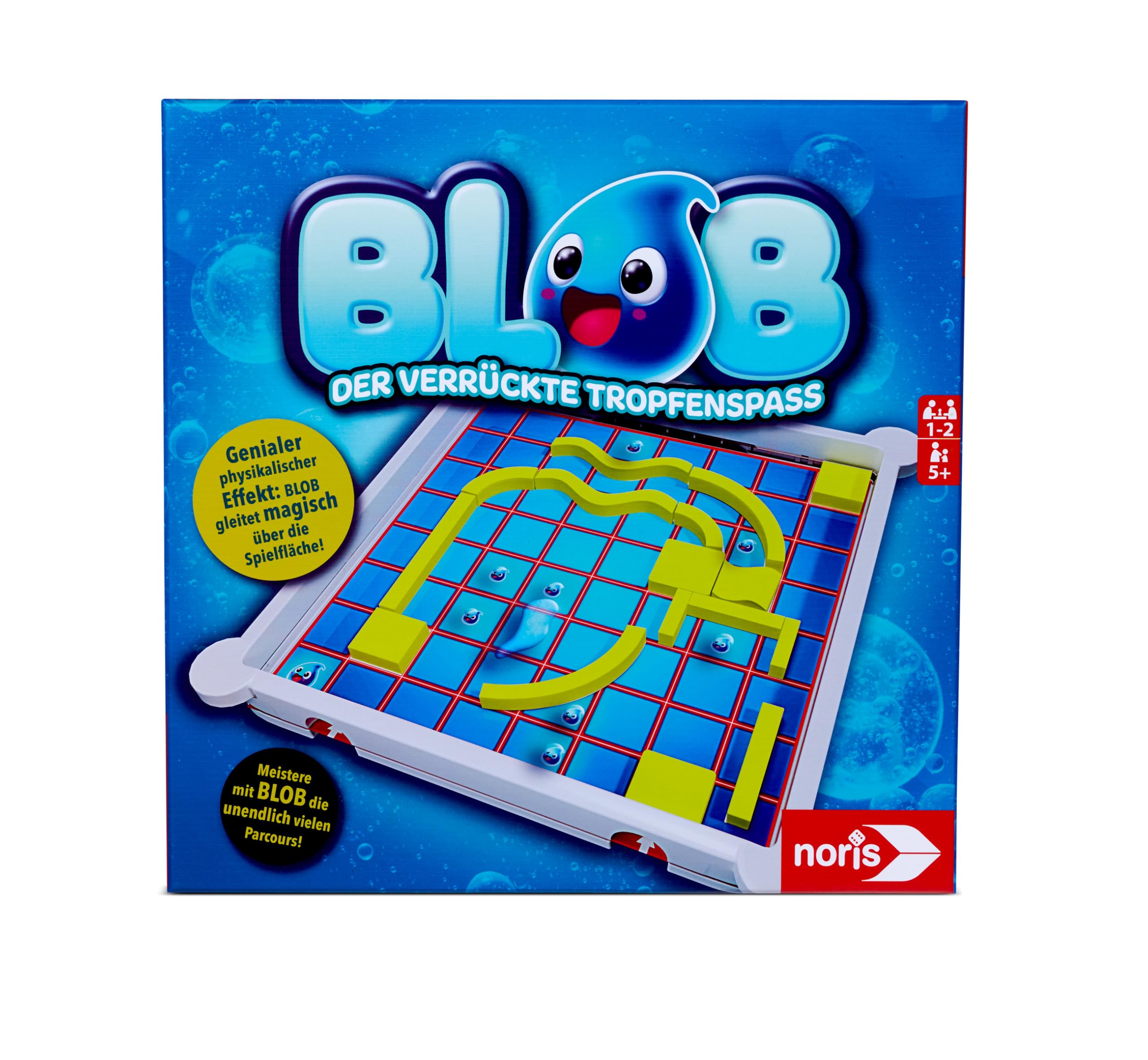 noris 606064711 - Blob - Der verrückte Tropfenspaß (Spiel ab 5 Jahre) - innovatives Geschicklichkeitsspiel mit Wow-Effekt für Kinder, Labyrinth mit endlosen Herausforderungen, 1-2 Spieler