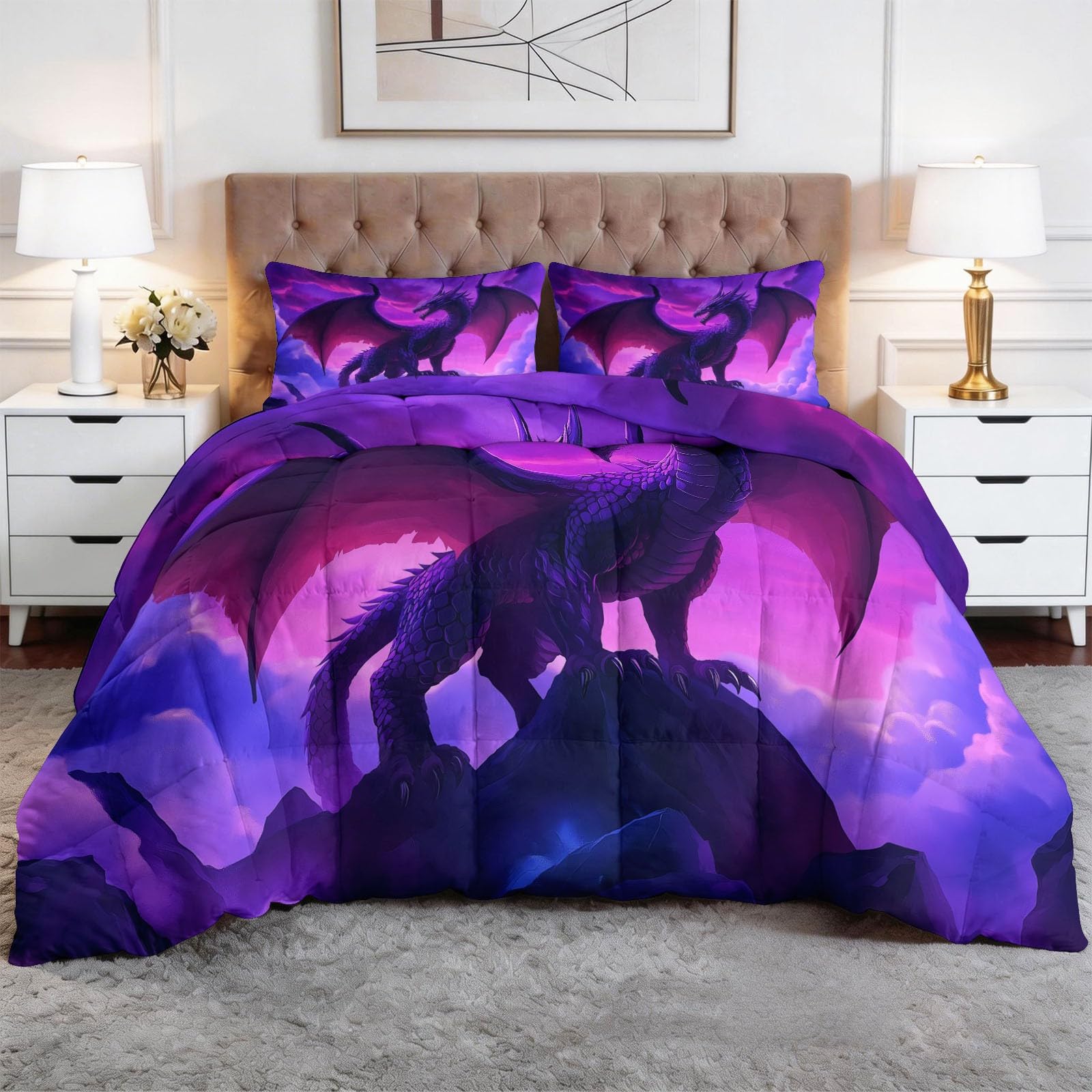 Edredón King de escamas de dragón para transformar tu dormitorio de fantasía