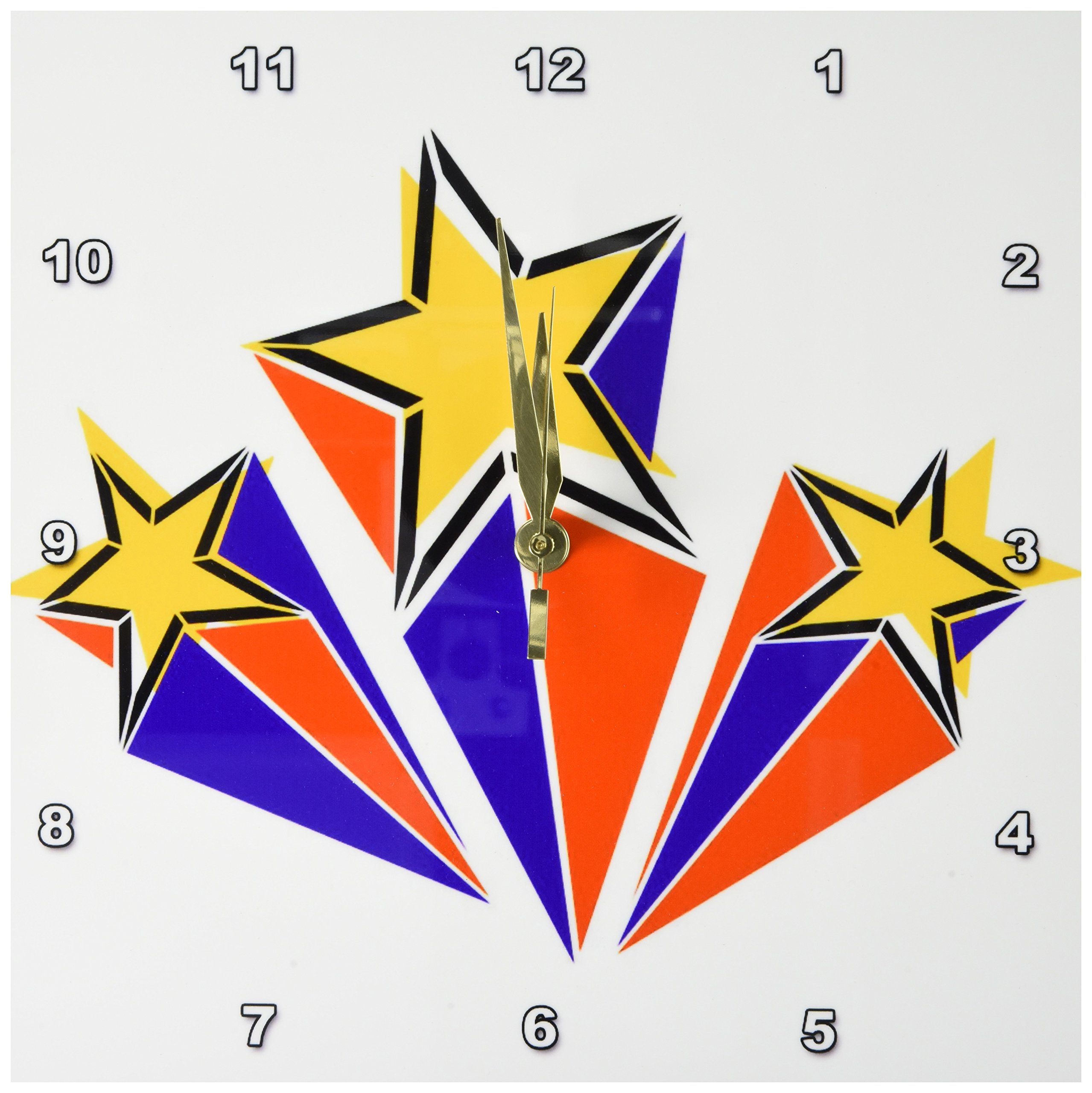 3dRose DPP_183325_1 Super Hero Stars Cartoon Wall Clock, 10 by 10-Inch