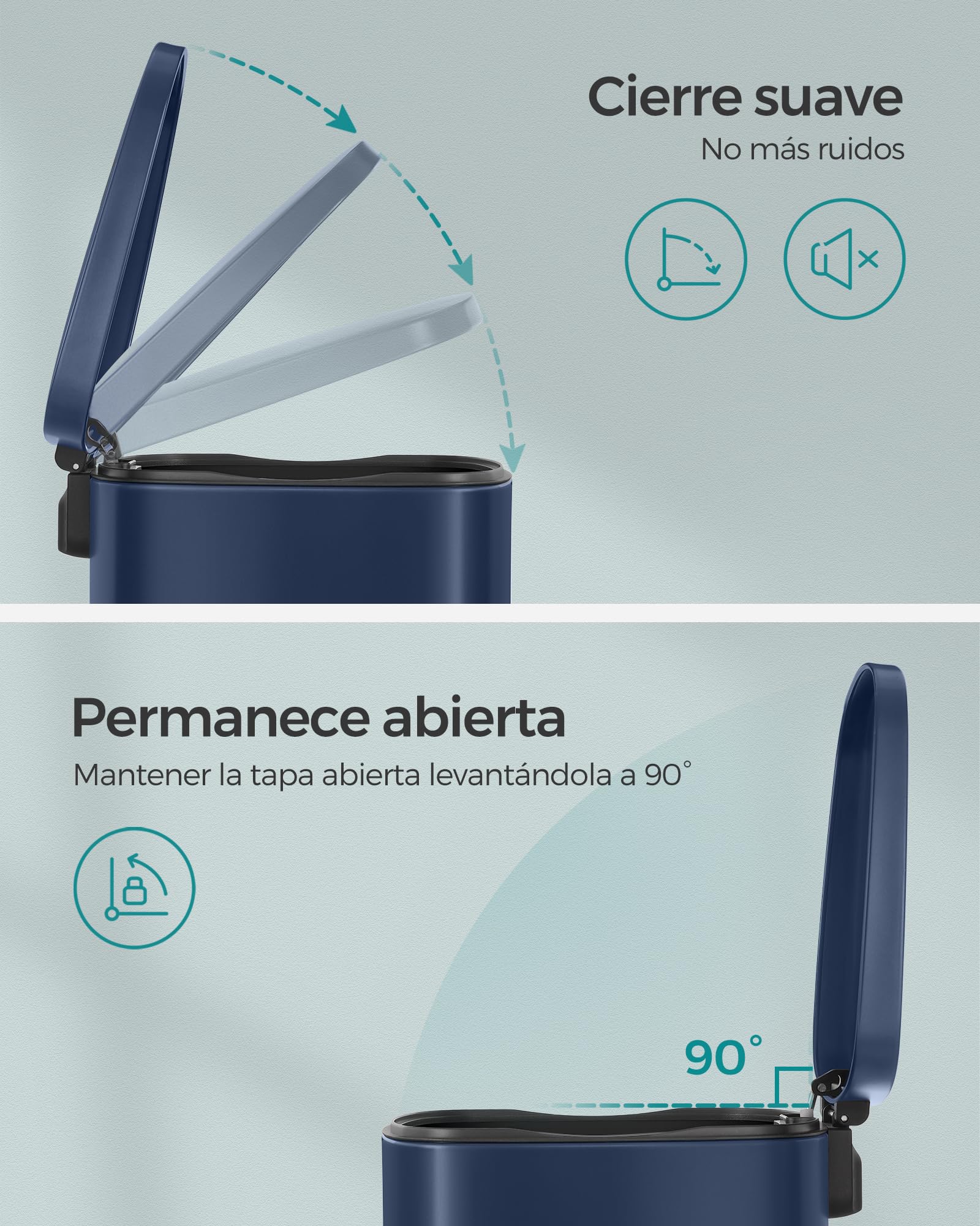 Cubo Basura Reciclaje Cubo De Basura 50L SONGMICS Cierre Suave