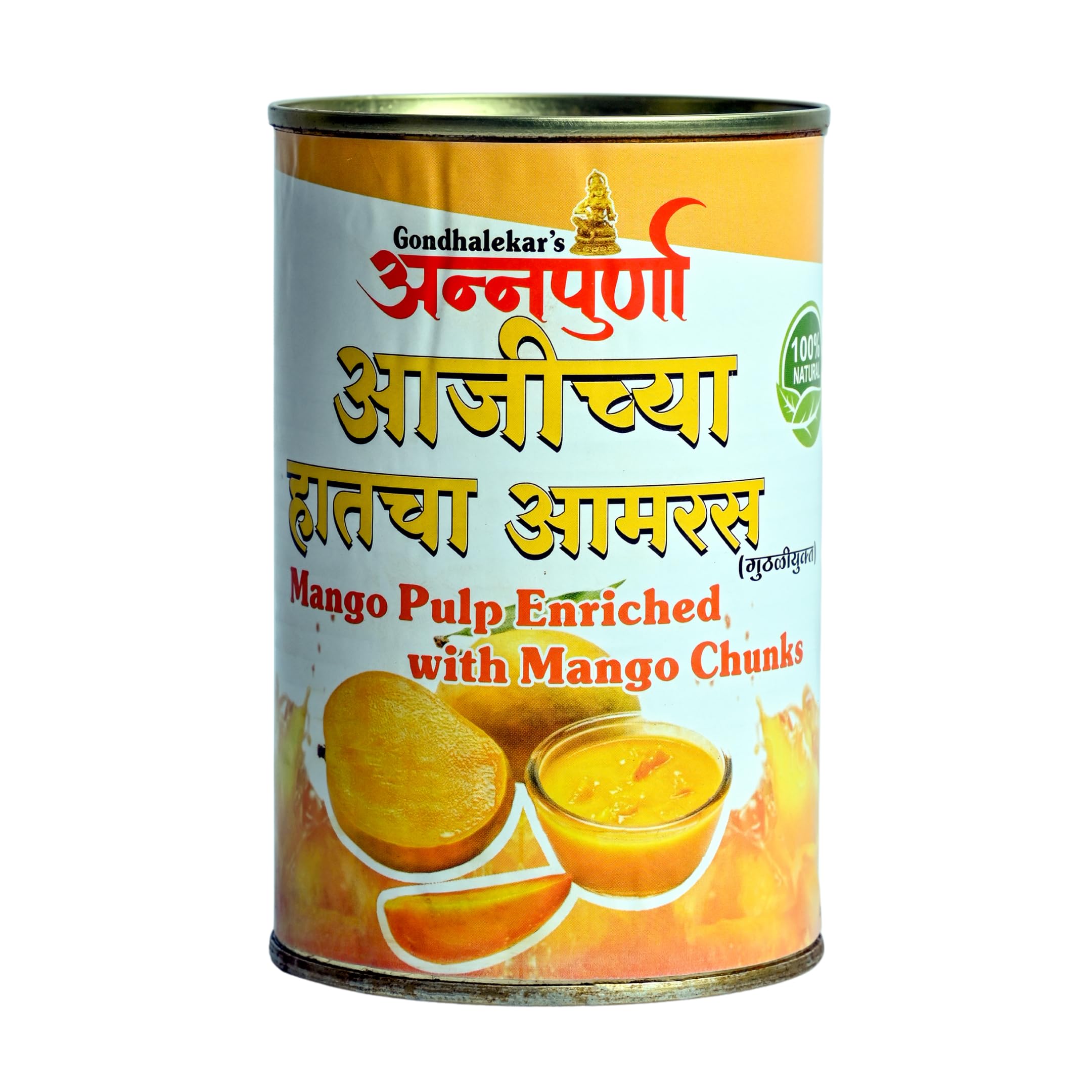Gondhalekar's Pure Alphonso Mango Pulp with Chunks (Pack of 2-450 gms Each) | Fresh Mango Chunks, Natural Ratnagiri Alphonso | Rich Aamras with Real Mango Bites | No Preservatives - Image 4 thumbnail