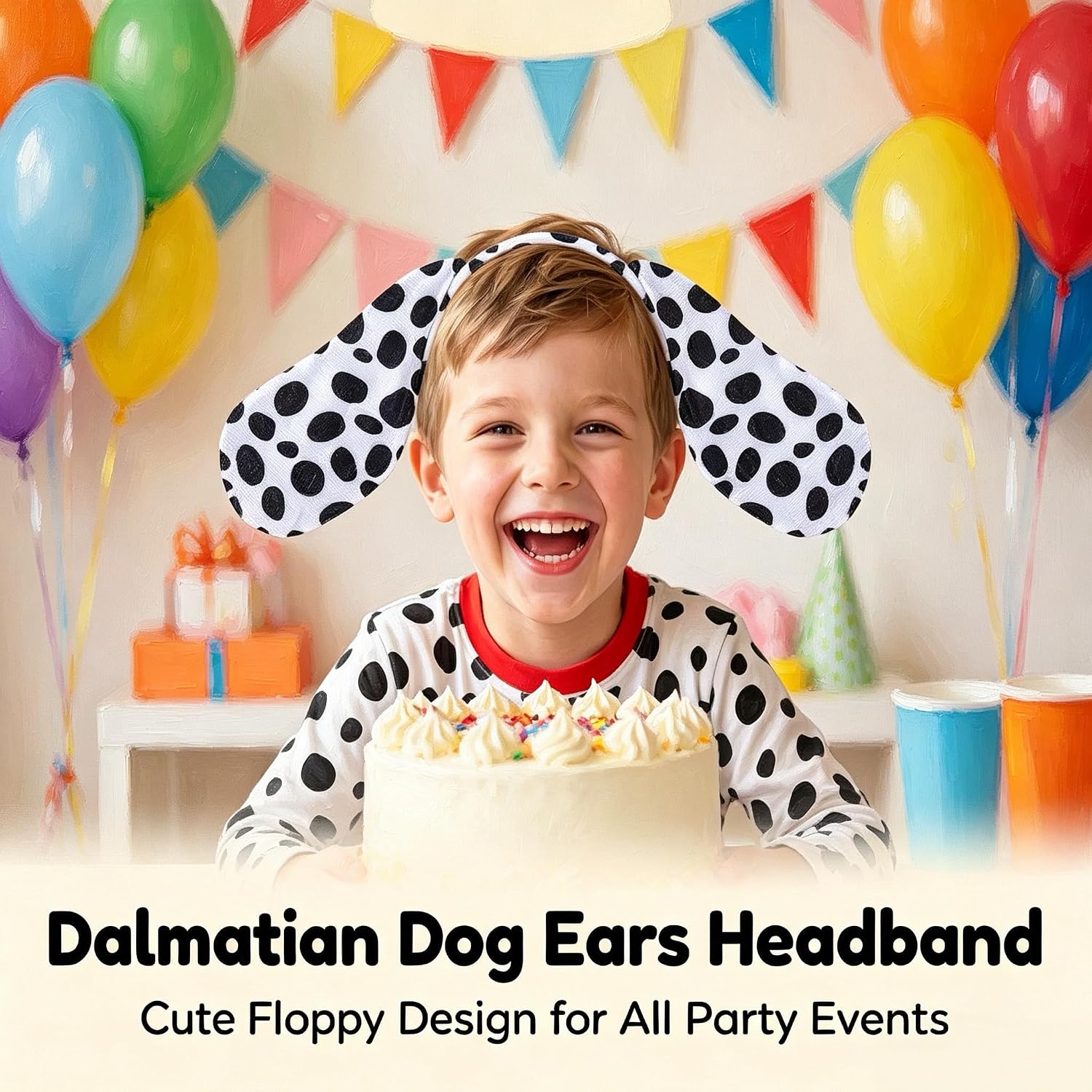 Dalmatian Dog Ears Headband, Puppy Hairband Animal Ears Headbands for Halloween Animal Costume Dress Up Party