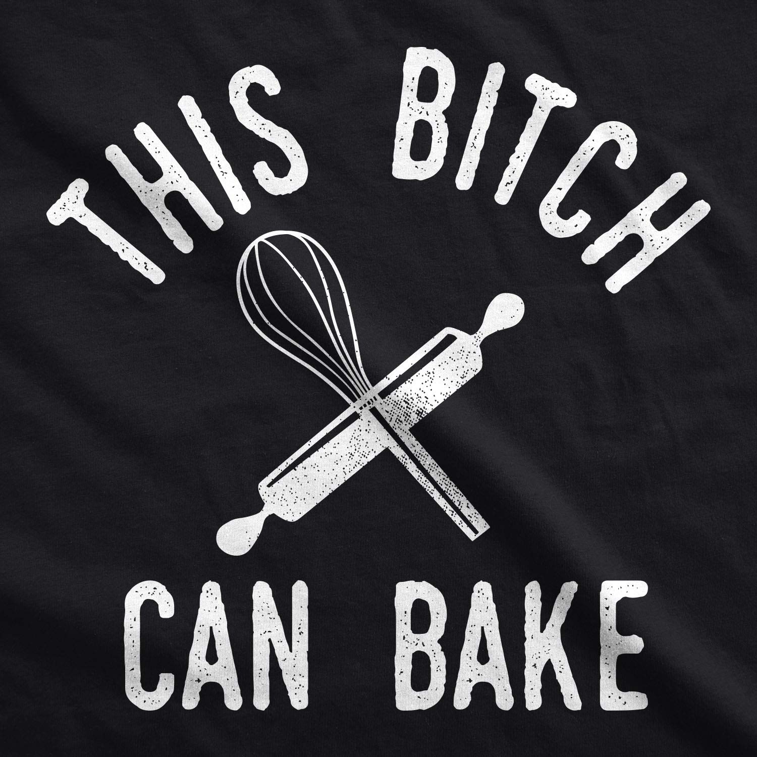 Crazy Dog T-Shirts Baking Apron – This Bitch Can Bake Design Featuring Whisk and Rolling Pin Graphic – Poly Cotton Blend with Adjustable Straps and Front Pocket – Home Bakers and Dessert Lovers