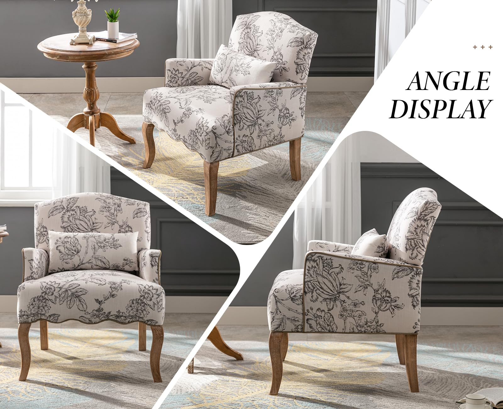 chairus Poltrona Sedia Imbottita Stampa Divano Singolo con Cuscino Lombare Sedia Lounge per Soggiorno Balcone (Beige)
