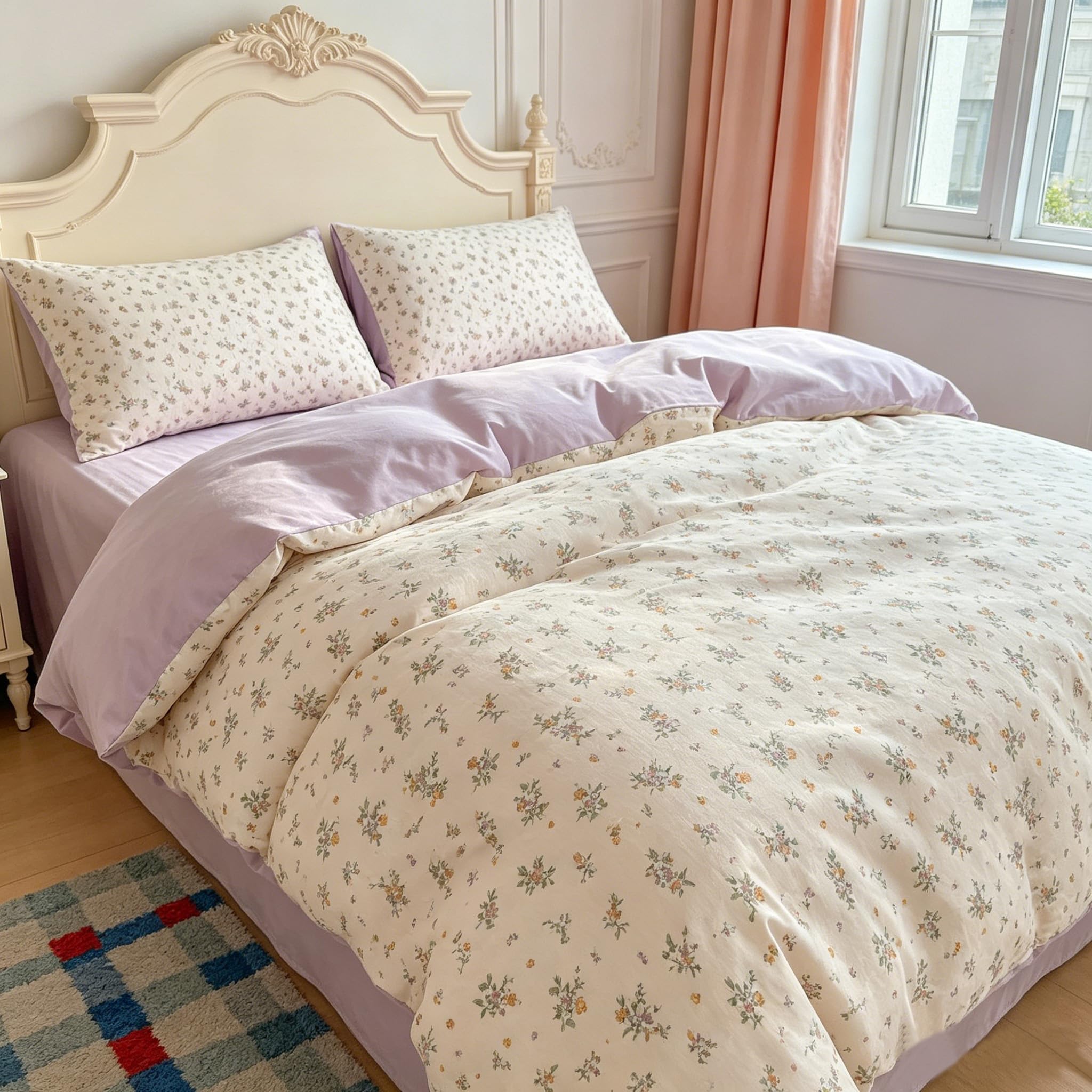Parure de couette florale réversible pour une chambre romantique