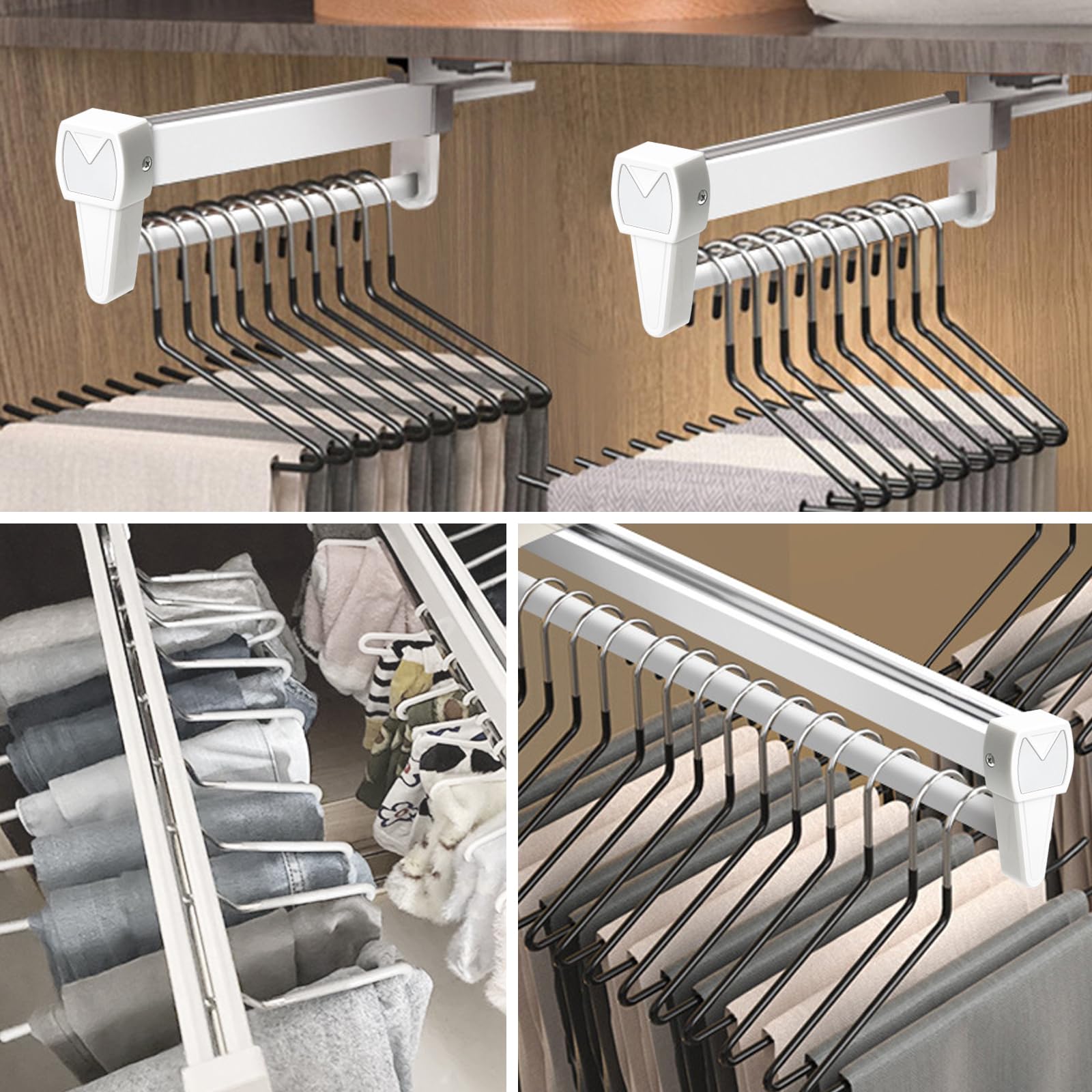 Appendiabiti estraibile regolabile da 31 cm, appendiabiti estensibile per riporre pantaloni e vestiti, supporto resistente fino a 30 kg, organizer salvaspazio per armadio per uso domestico
