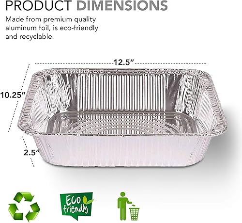 Miniatura 2 de Stock Your Home Sartenes de aluminio de 9 x 13 (paquete de 20) Bandeja de papel de aluminio desechable y reciclable Sartenes profundas de mesa de