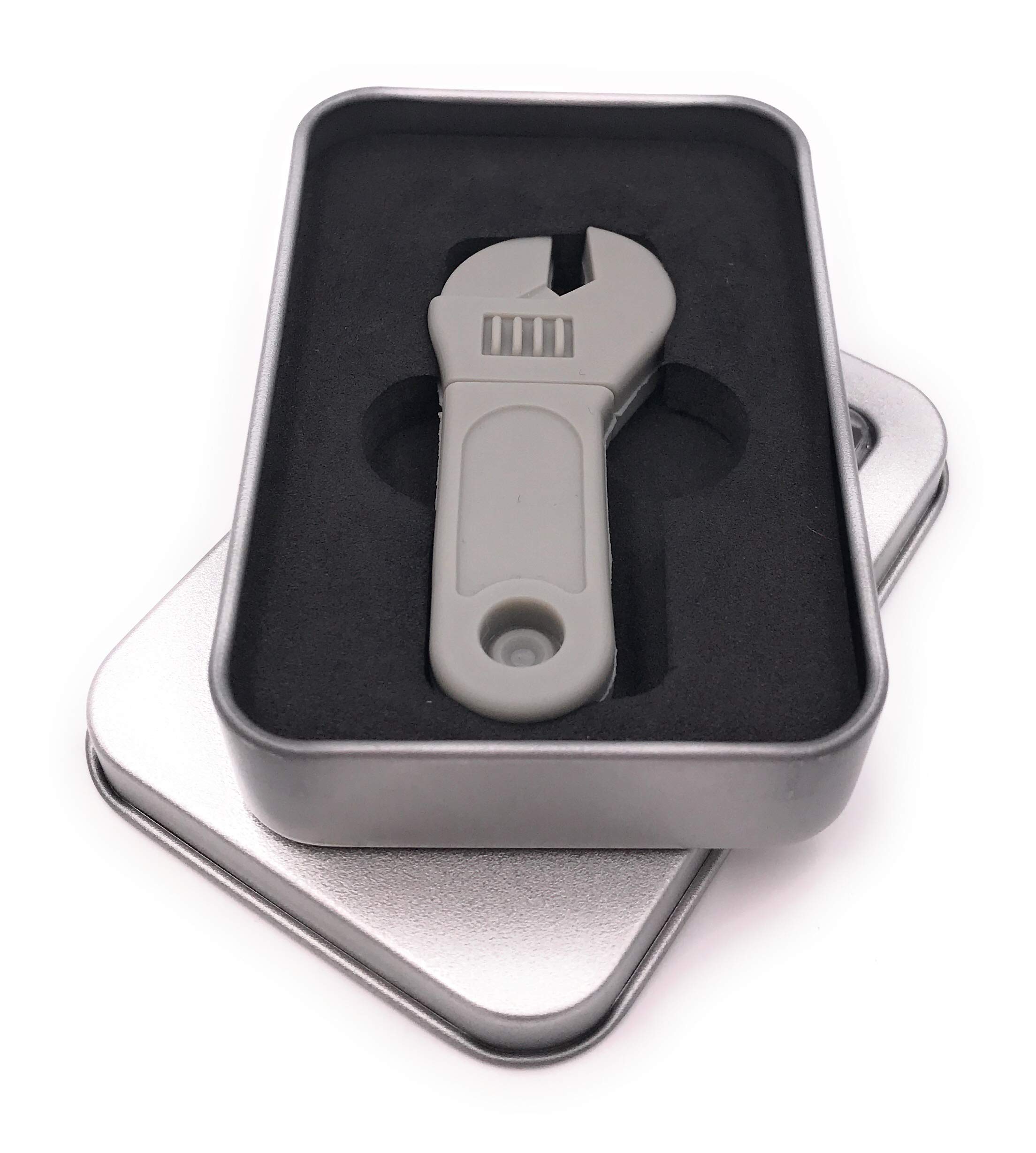 Onwomania Klucz płaski narzędzie rękodzieło w kolorze szarym USB Stick w aluminiowym pudełku prezentowym 128 GB USB 3.0