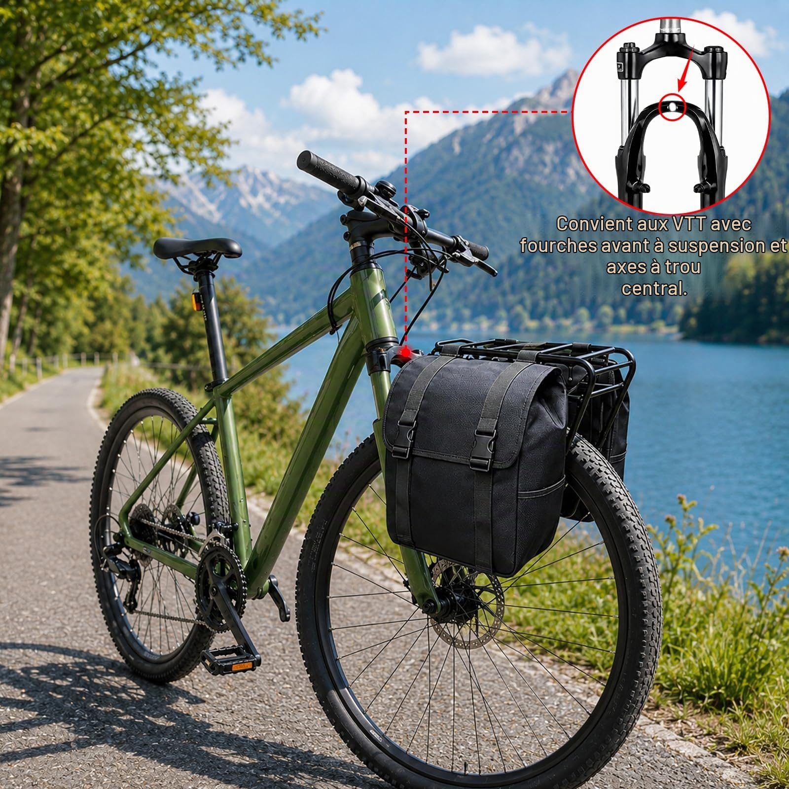 Porte-Bagages pour vélo, réglable, Acier, pour Tourisme et Charge | 25kg; installation facile; pour VTT.