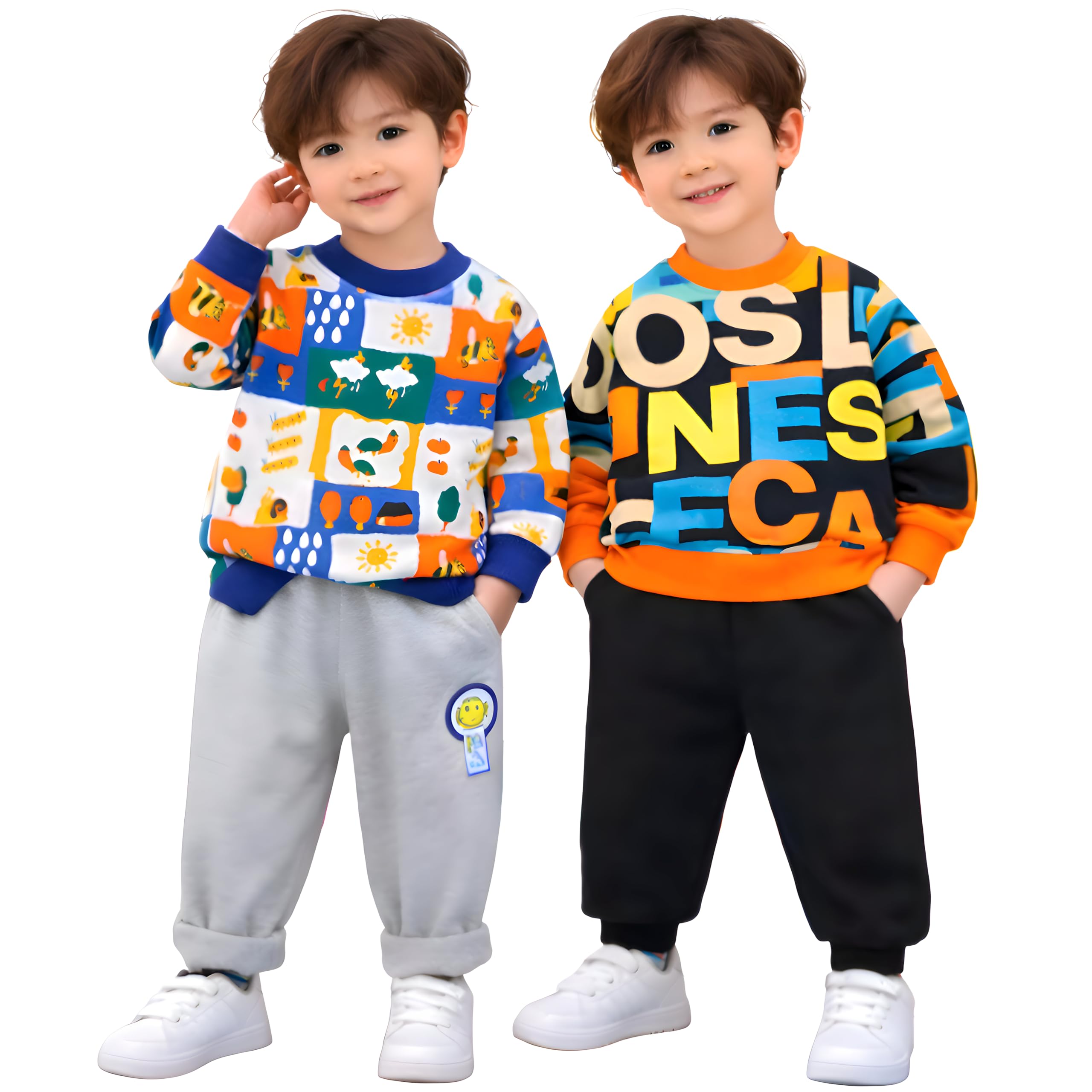 googo gaaga Kids Boys Regular Fit Cotton Sweatshirt and Joggers Clothing Set-Pack of 2 | Printed | Full Sleeves-picture-31