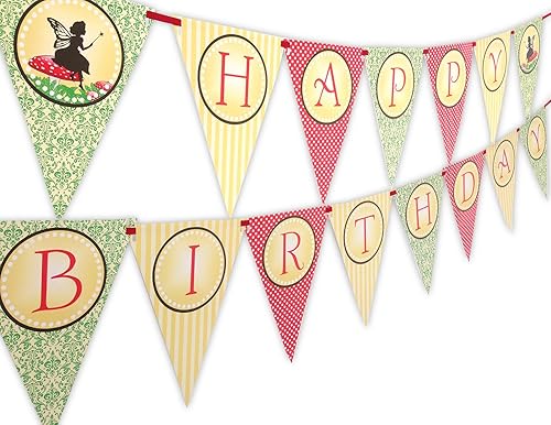Banderín de feliz cumpleaños de hadas del bosque