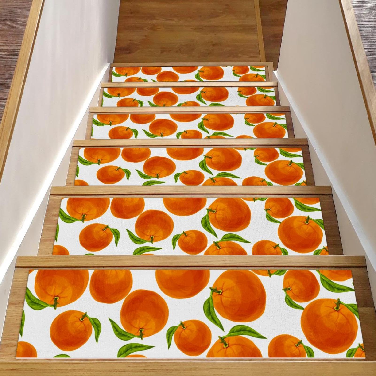 Peldaños para escaleras de madera antideslizantes color naranja pack de 15 alfombrillas