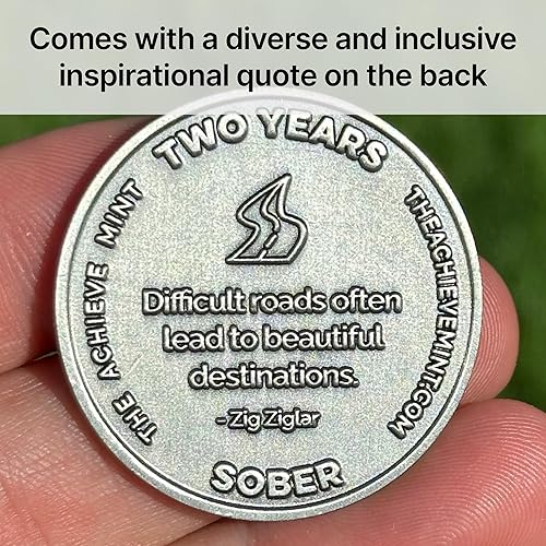 Miniatura 5 de The Achieve Mint Ficha de 2 años de sobriedad  Chip de sobriedad de dos años  Medalla no religiosa no AA, para mujeres y hombres que celebran la